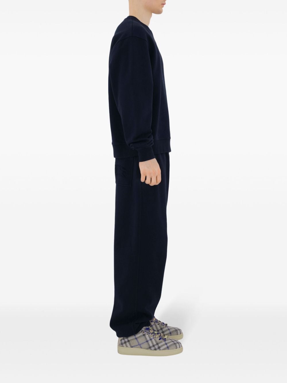 BURBERRY Cotton Crew Neck Sweater for Men - Drop Shoulder, Long Sleeves