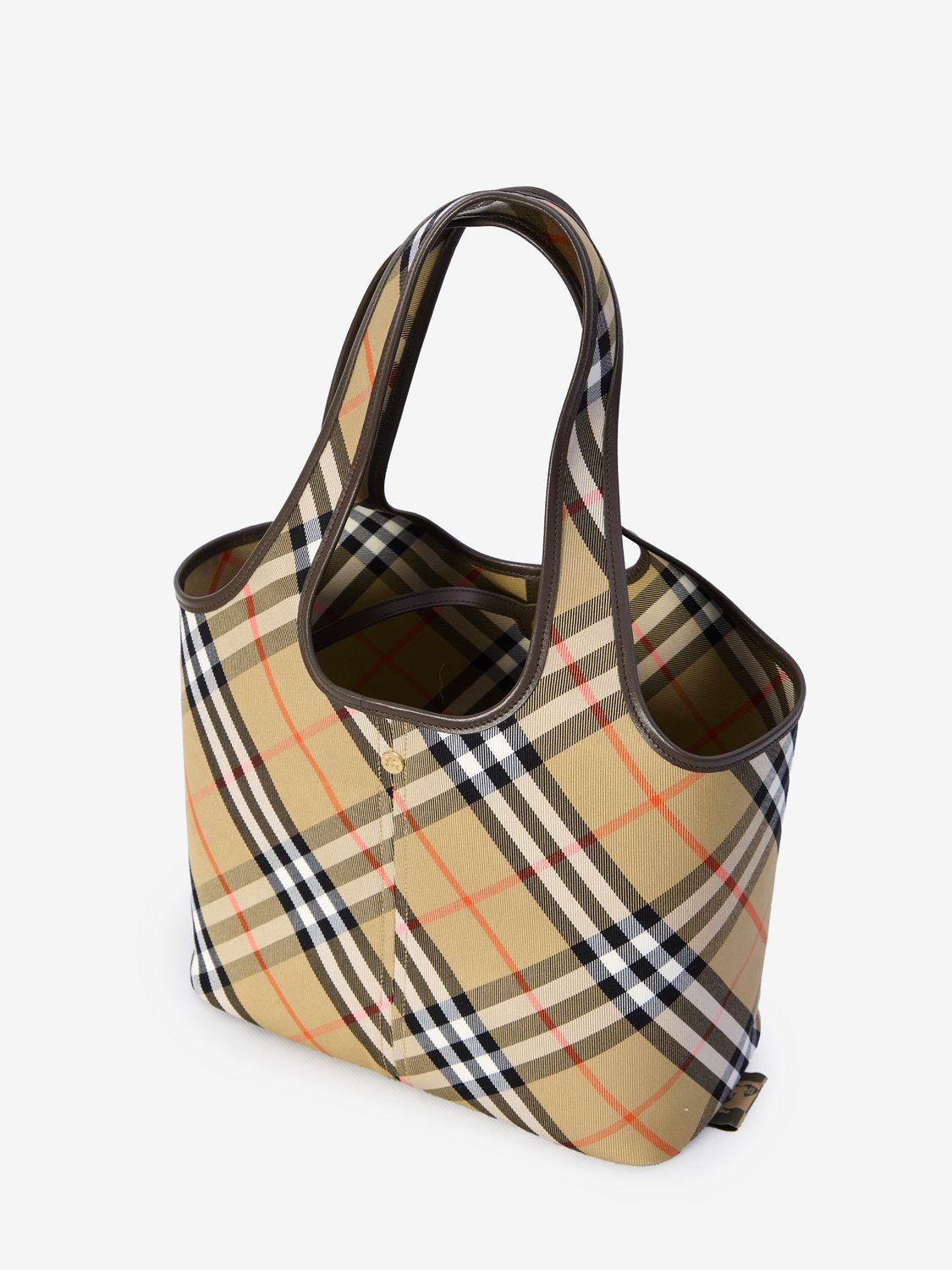 BURBERRY 100% Leather Checkered Handbag with Removable Pouch