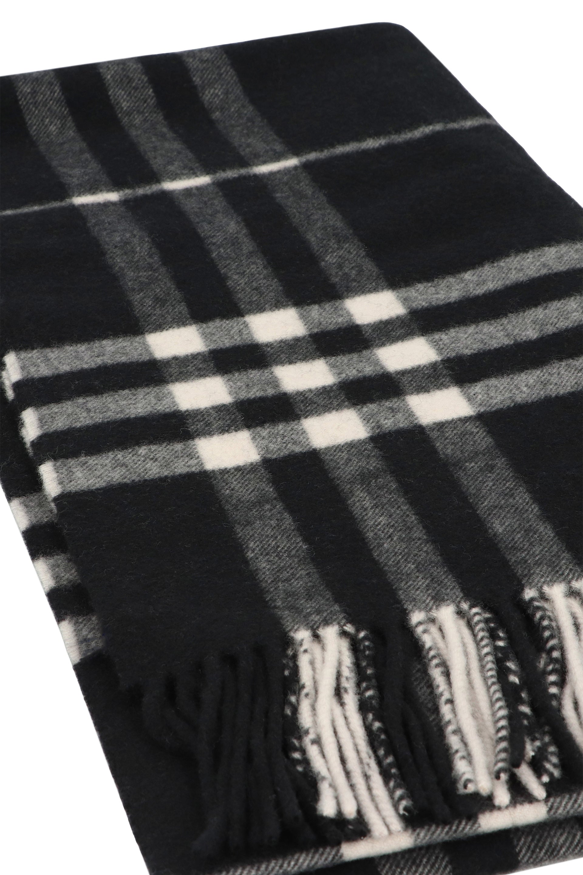 BURBERRY Checkered Cashmere Scarf with Fringed Edges - 200x52 cm