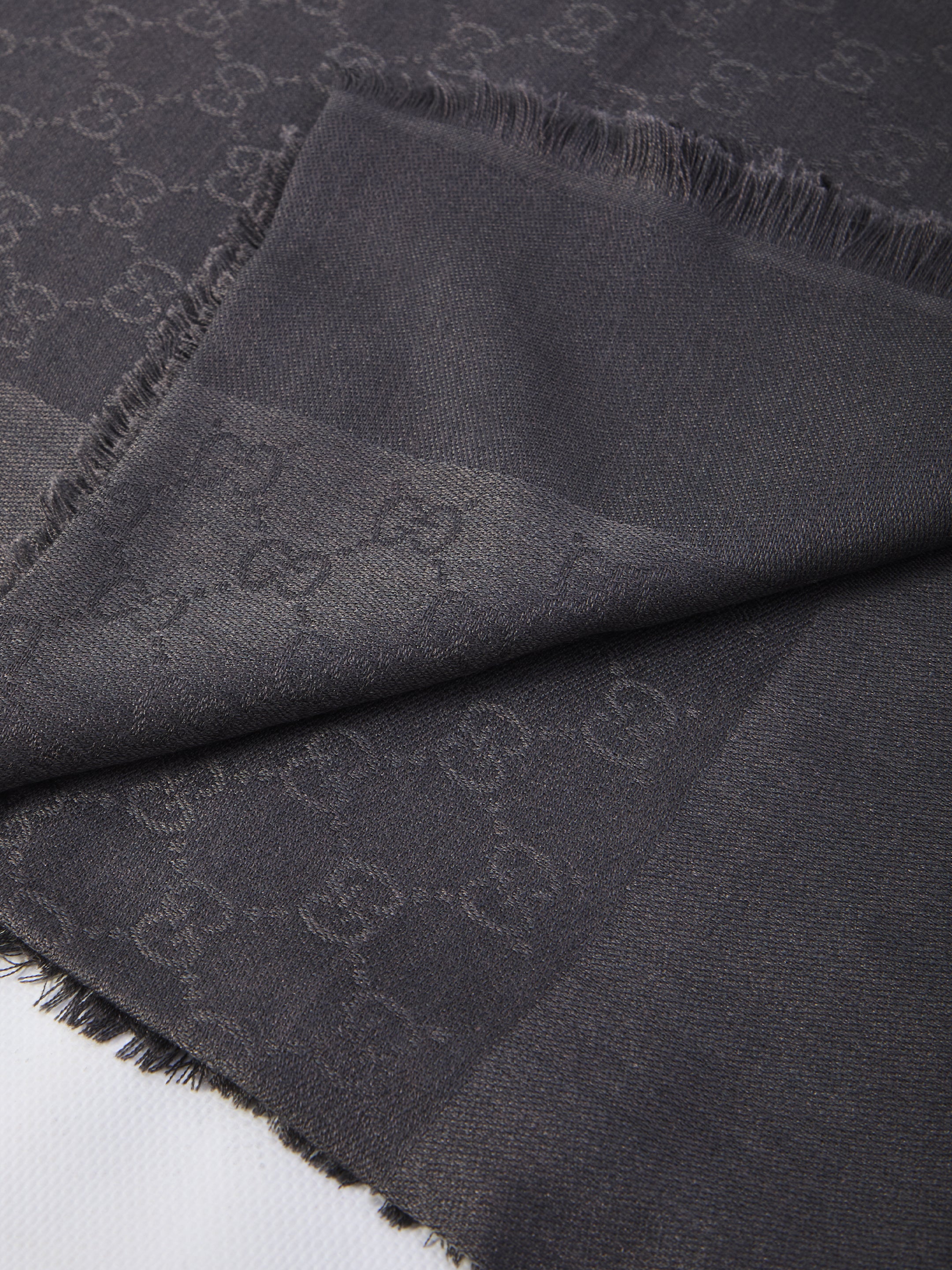 GUCCI GG Jacquard Wool and Silk Scarf 120x120cm