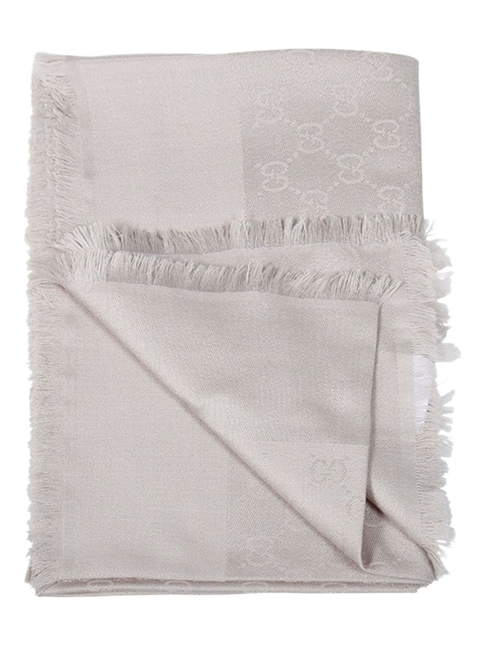 GUCCI GG Jacquard Scarf with Fringed Edges