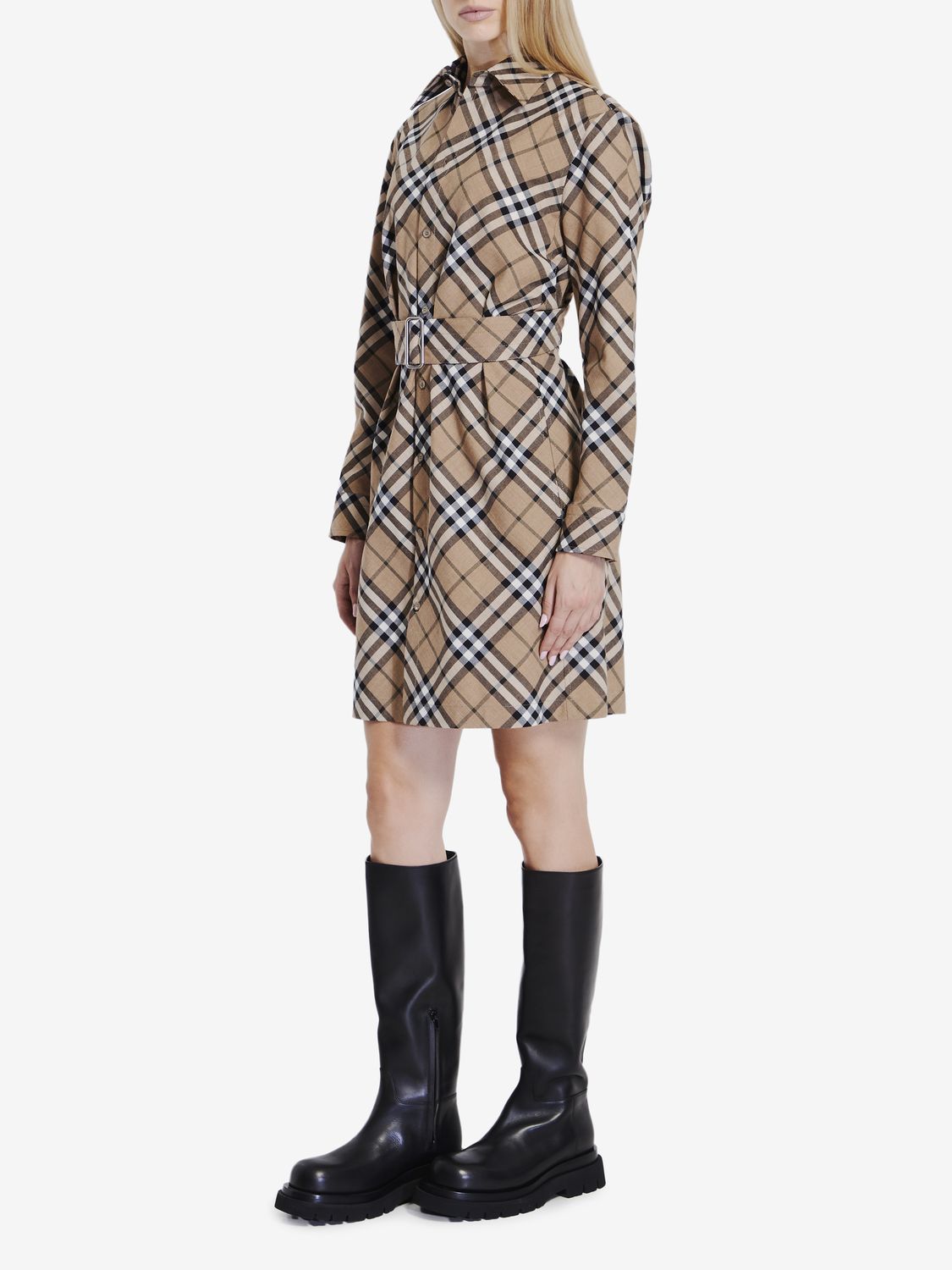 BURBERRY Embroidered Check Mini Shirt Dress for Women