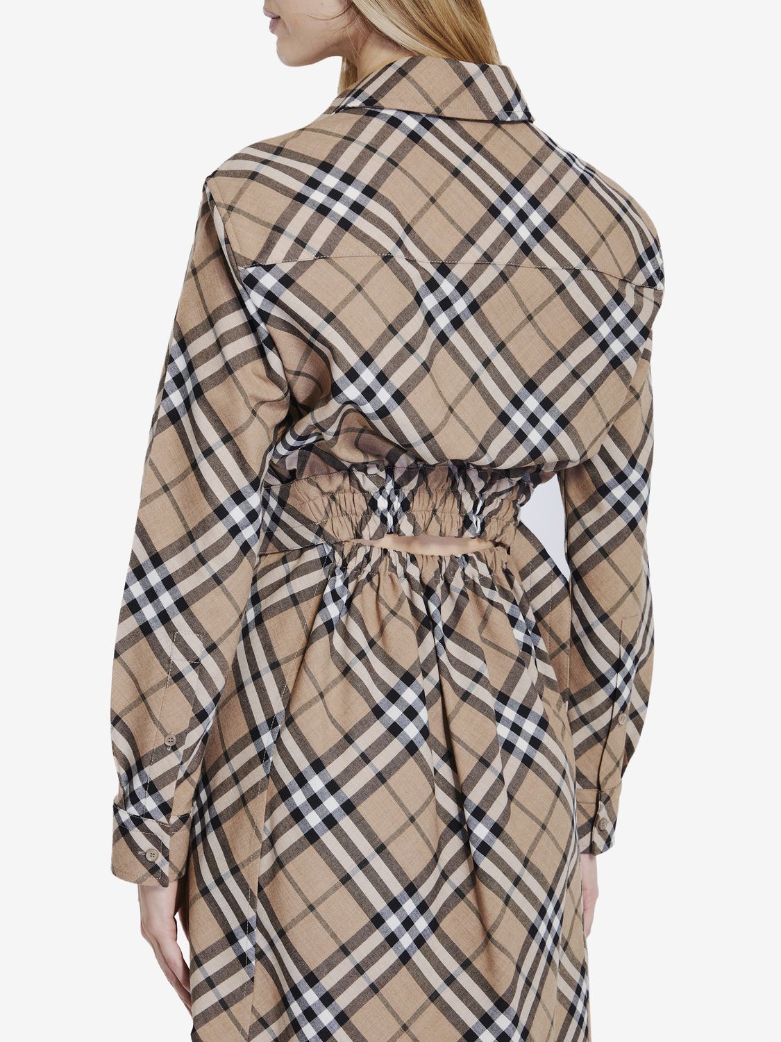 BURBERRY Embroidered Check Mini Shirt Dress for Women