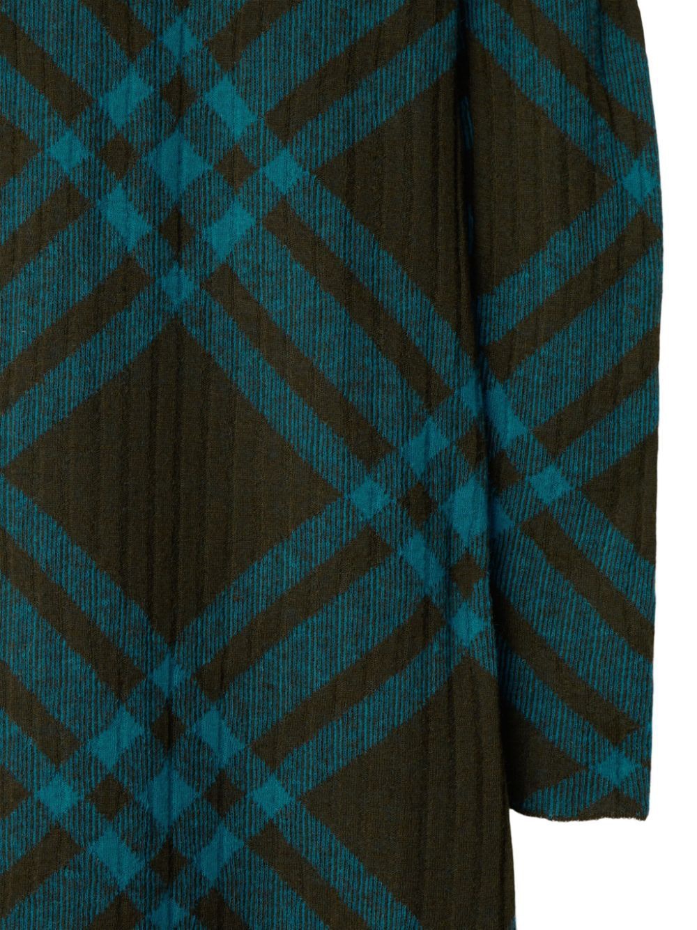 BURBERRY Wool-Blend Check Pattern Dress - Slim Fit, Long Sleeves, High Collar