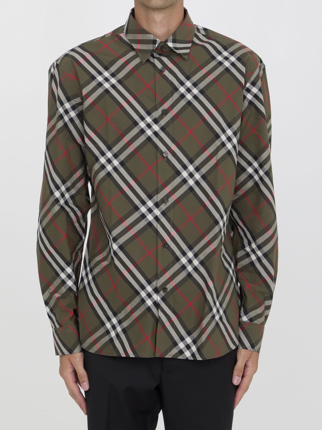 BURBERRY Embroidered Checked Poplin Shirt for Men