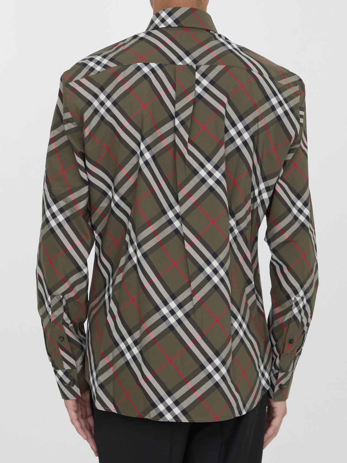 BURBERRY Embroidered Checked Poplin Shirt for Men