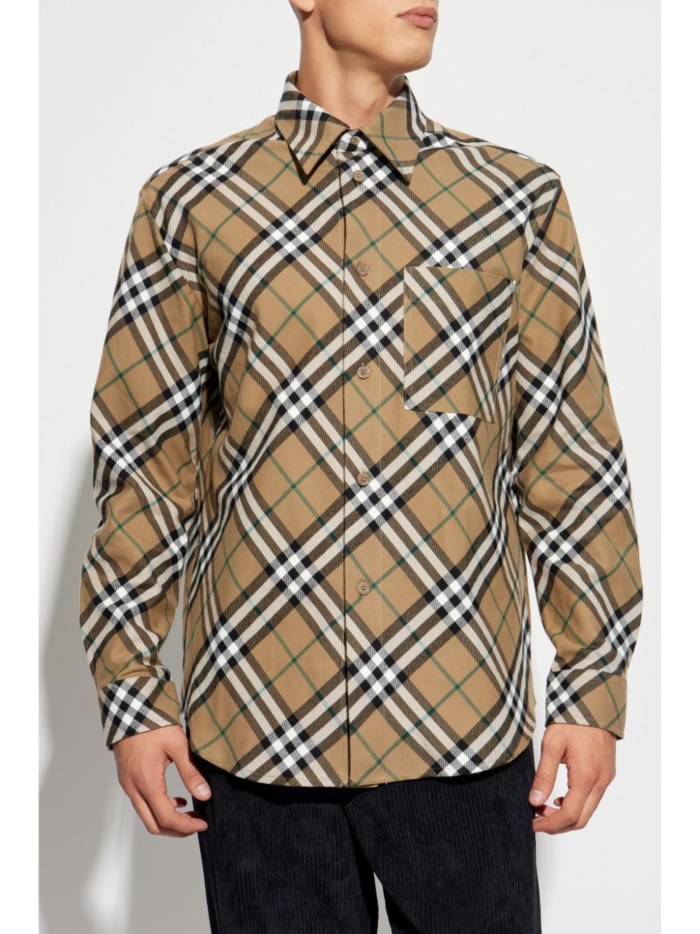 BURBERRY Men's Regular Fit Check Pattern Shirt - Size M