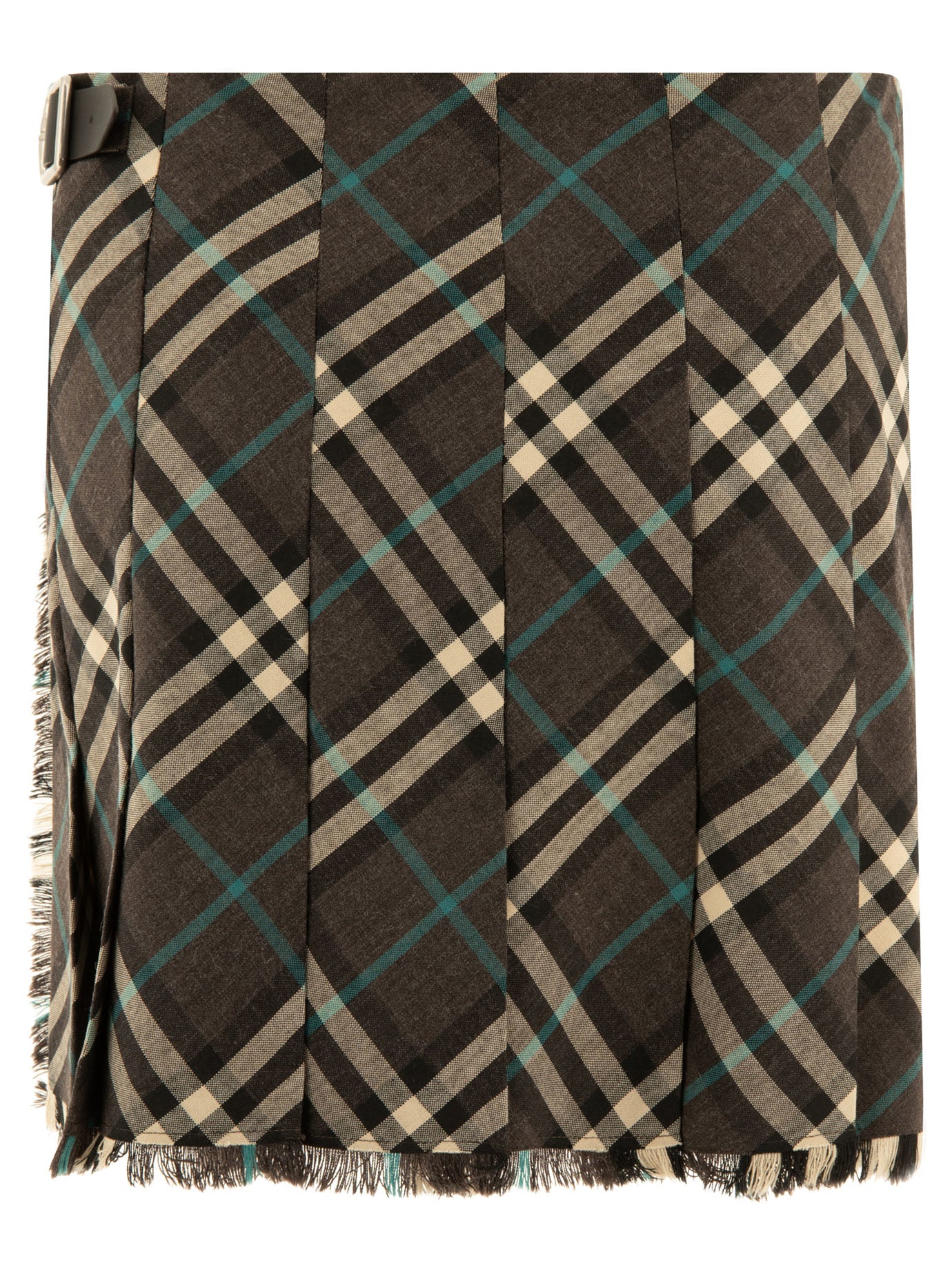 BURBERRY Check Wool Blend Mini Kilt - Women's Fashion