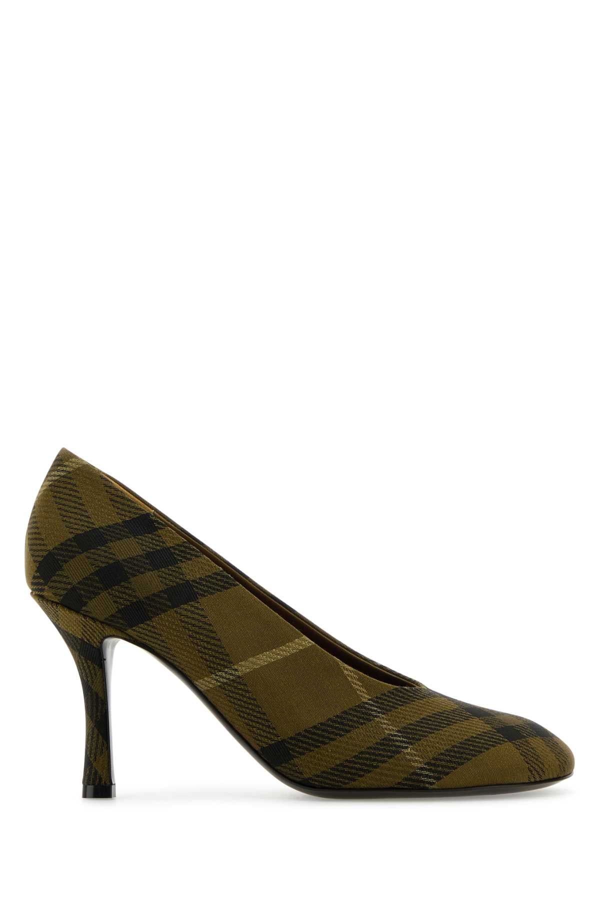 BURBERRY Embroidered Checked Canvas Pumps