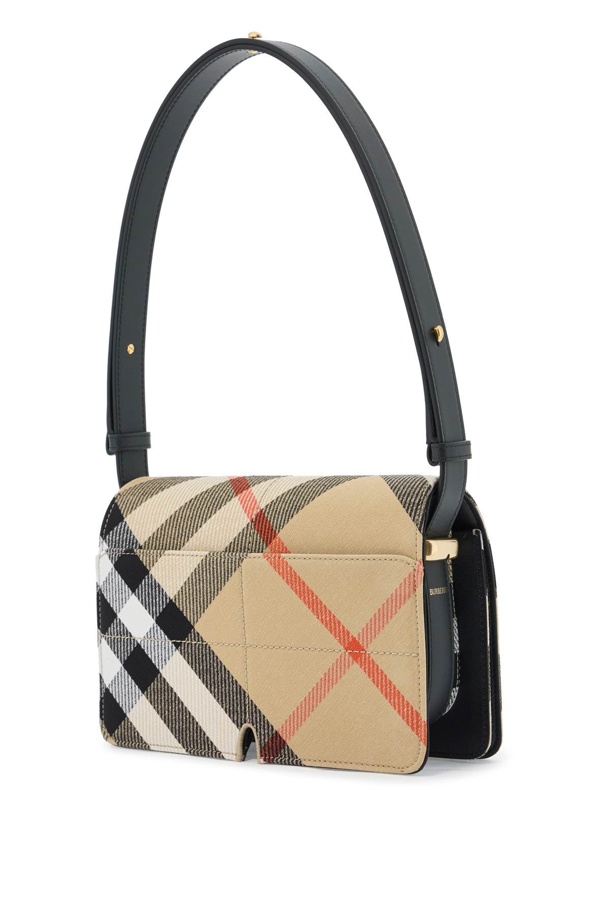 BURBERRY Mini Check Pattern Handbag with Adjustable Shoulder Strap