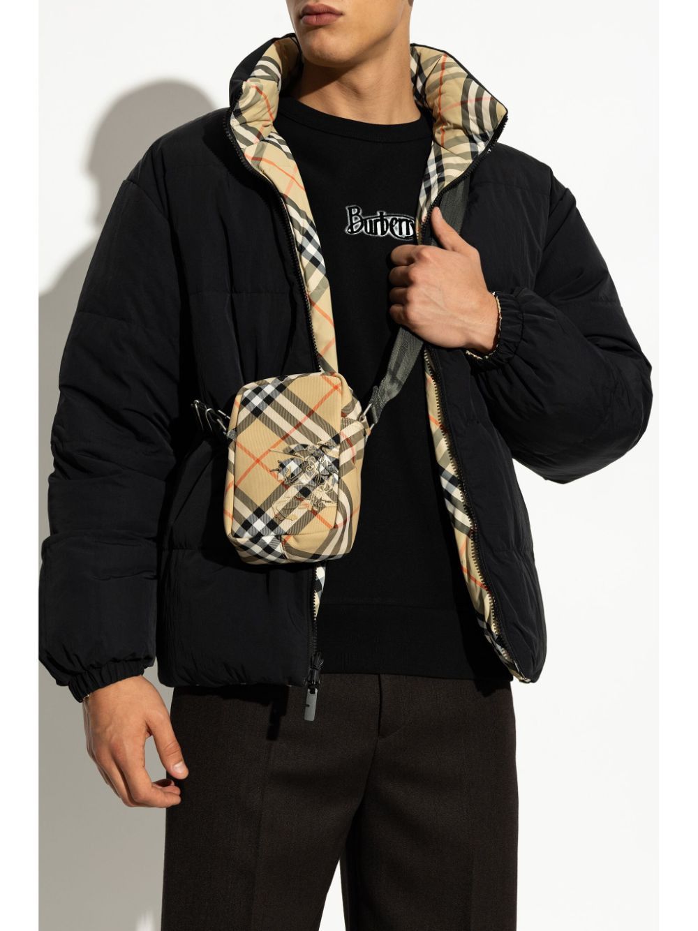 BURBERRY Check Fabric Mini Smartphone Case/Shoulder Bag