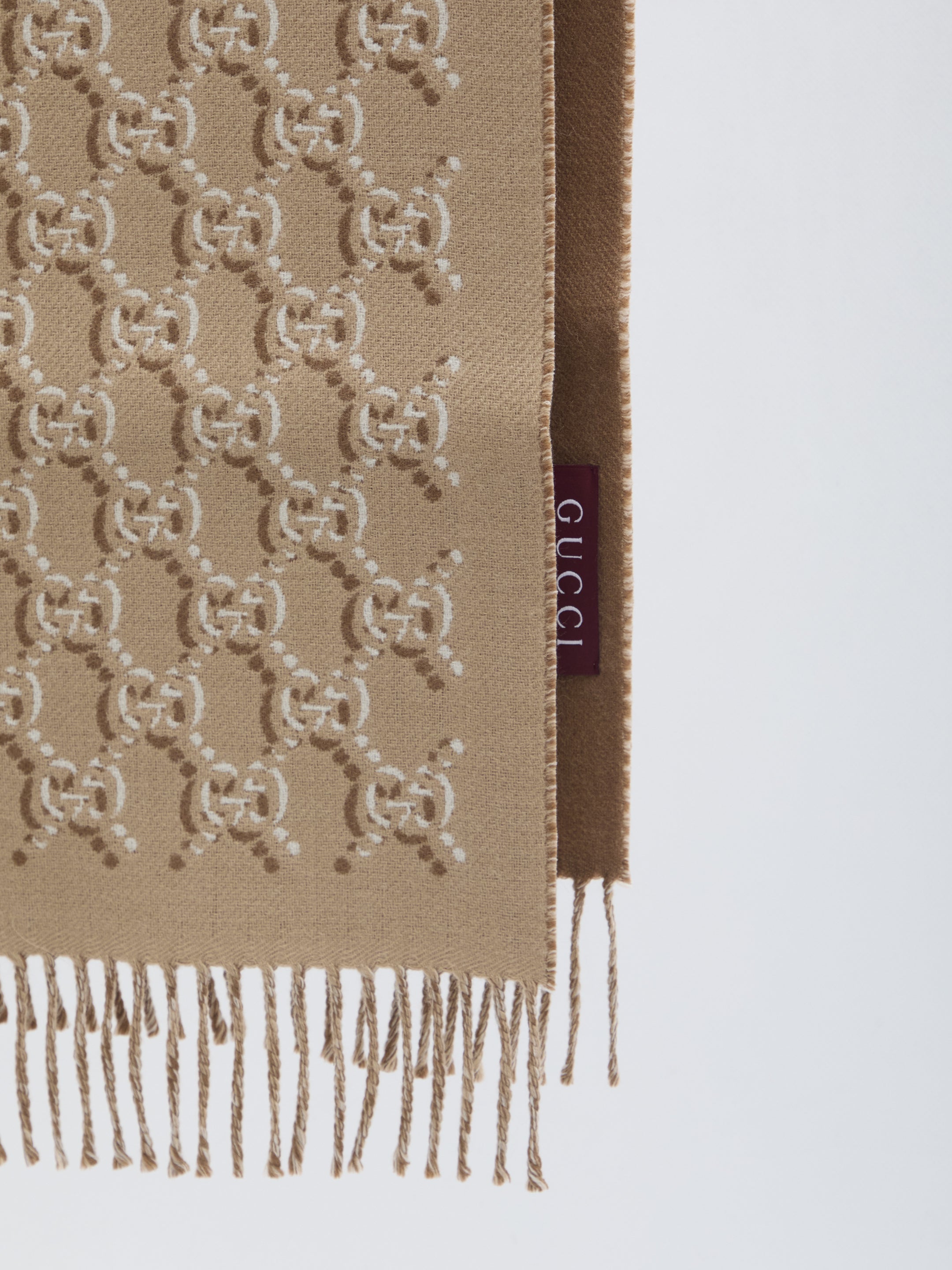 GUCCI Wool Scarf with GG Shadow - 33cm x 195cm