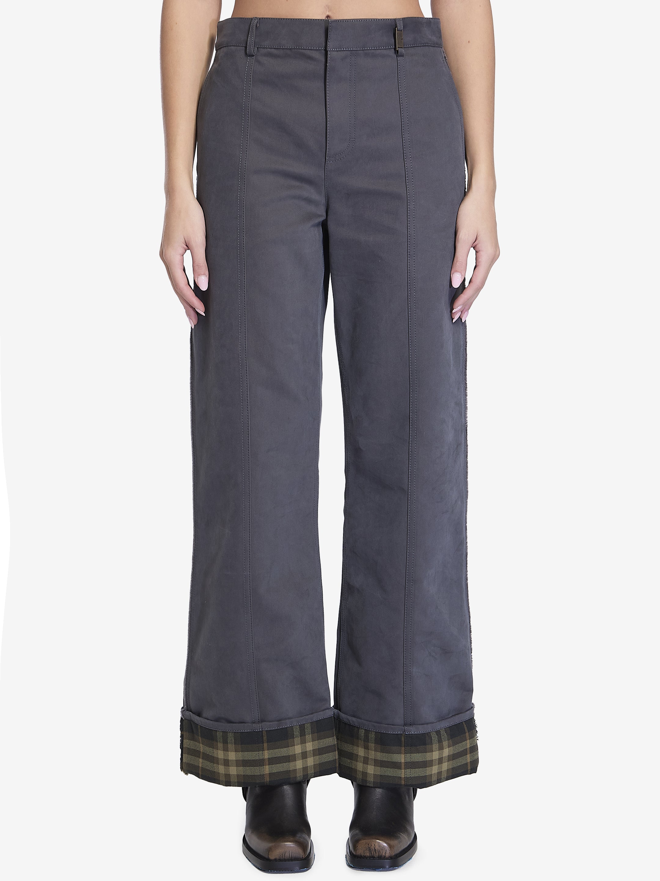 BURBERRY Cotton and Nylon Trousers with Turn-Up Cuffs