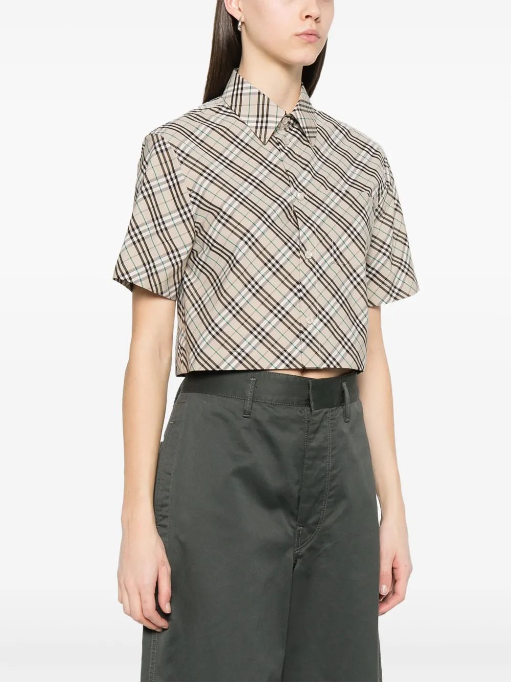 BURBERRY Cropped Cotton Shirt - Size 8 UK
