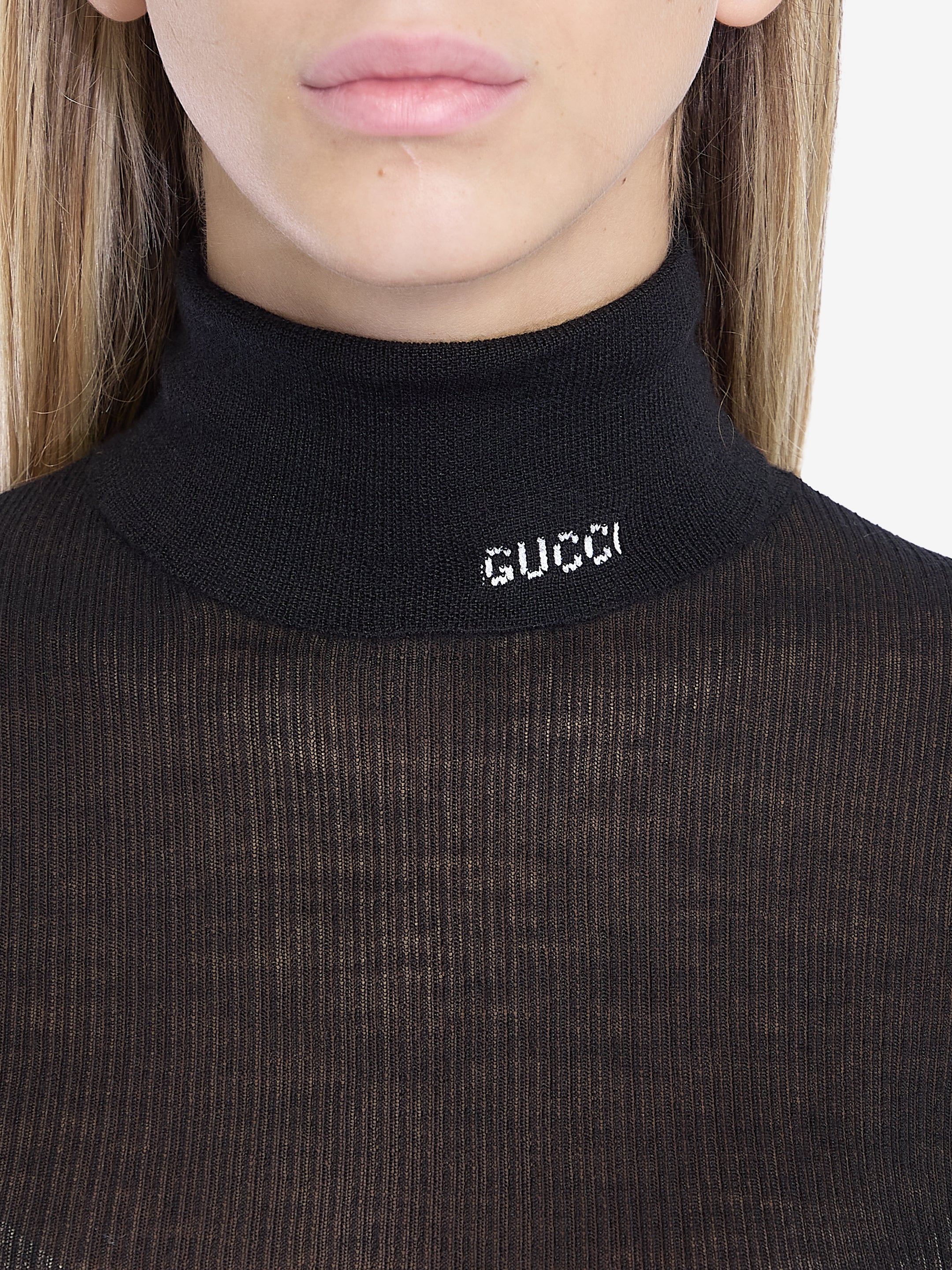 GUCCI High-Neck Cashmere and Silk Blend Top