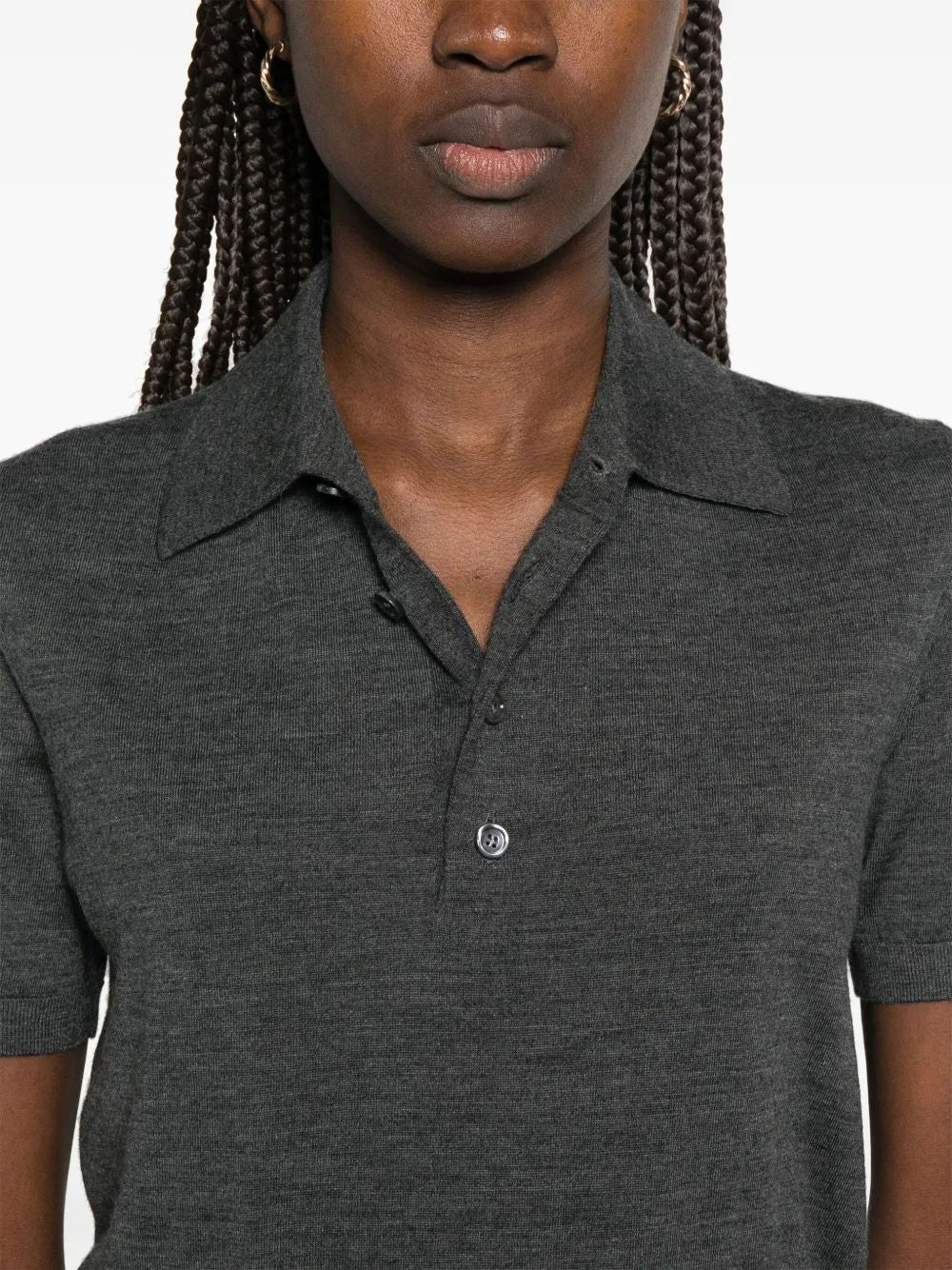 BURBERRY Lightweight Wool Polo Shirt for Her - Straight Cut, Short Sleeves