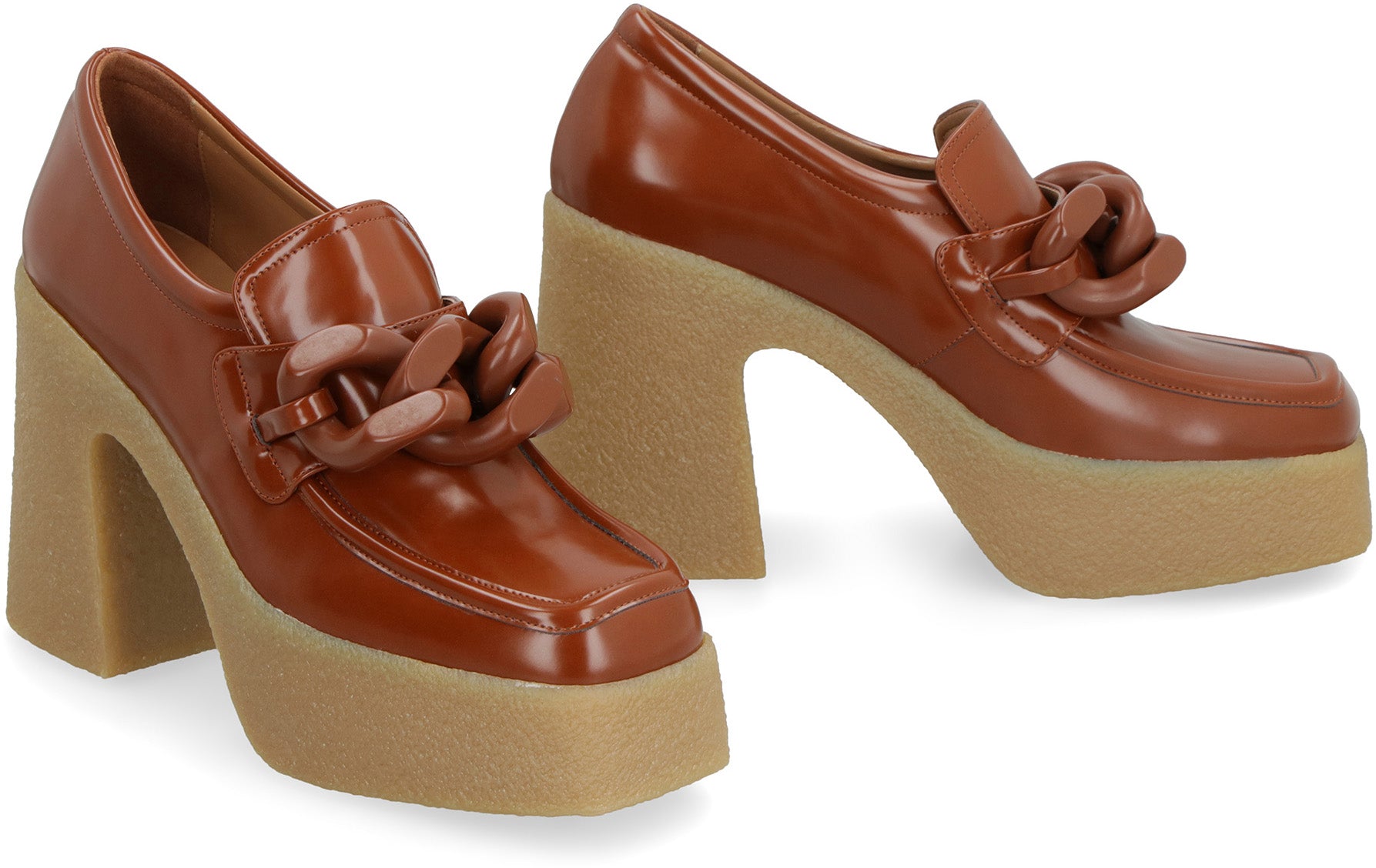 STELLA MCCARTNEY Stylish Square Toe Block Heel Loafers