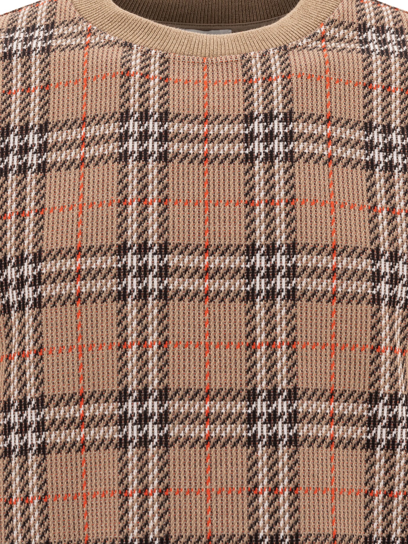 BURBERRY Cotton Check Crewneck Sweatshirt for Men