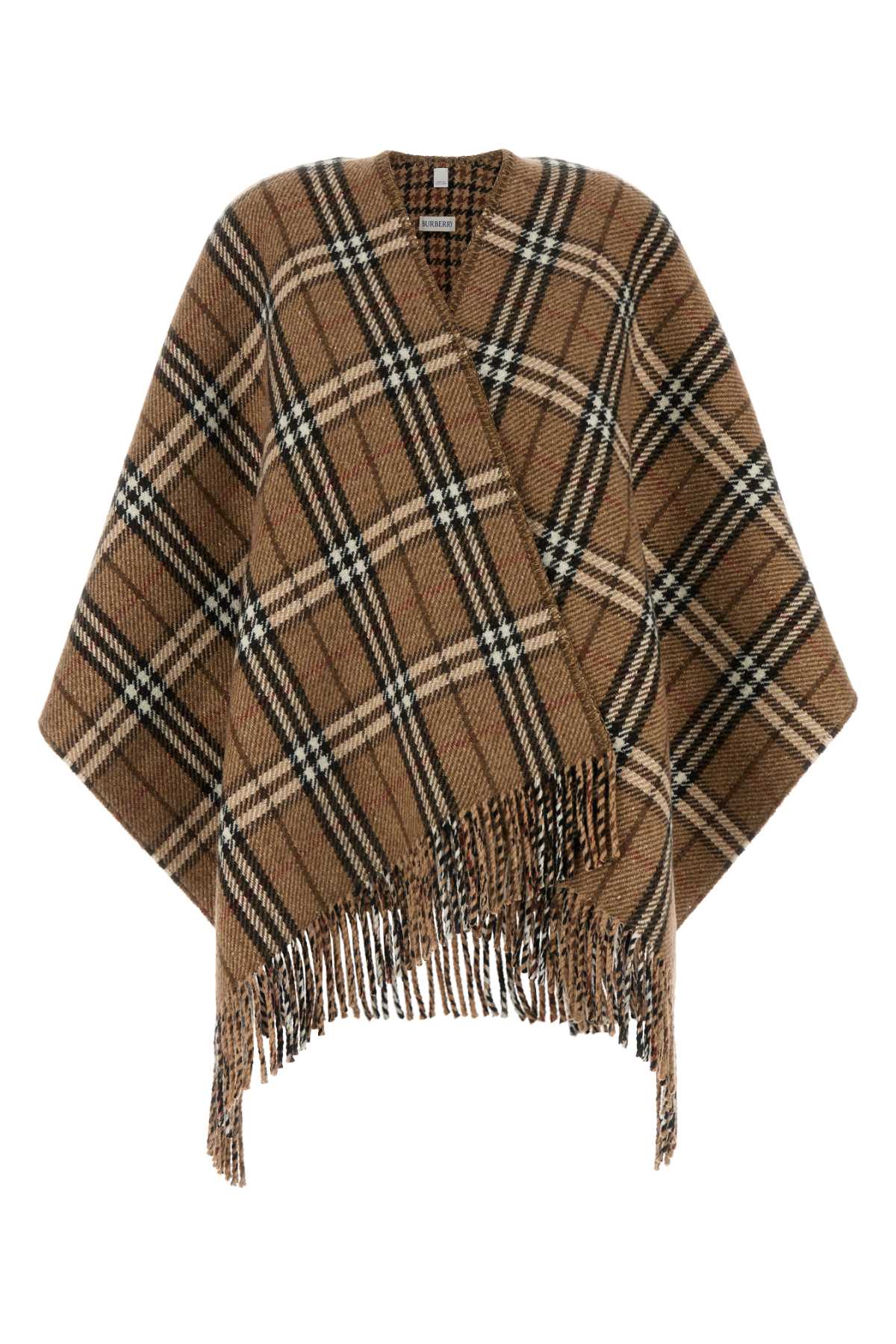 BURBERRY Reversible Checked Cashmere Blend Cape
