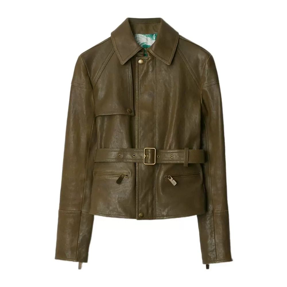 BURBERRY Belted Leather Jacket (Fitted Cut)