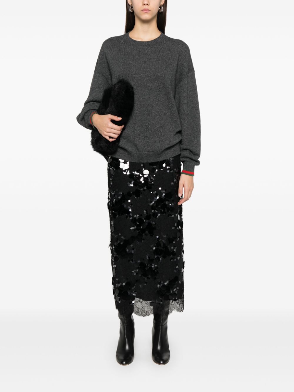 GUCCI Signature Web-Stripe Wool-Cashmere Blend Sweater