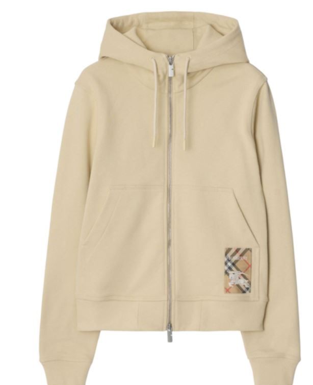 BURBERRY Cozy 100% Cotton Sweater with Vintage Check Logo Patch