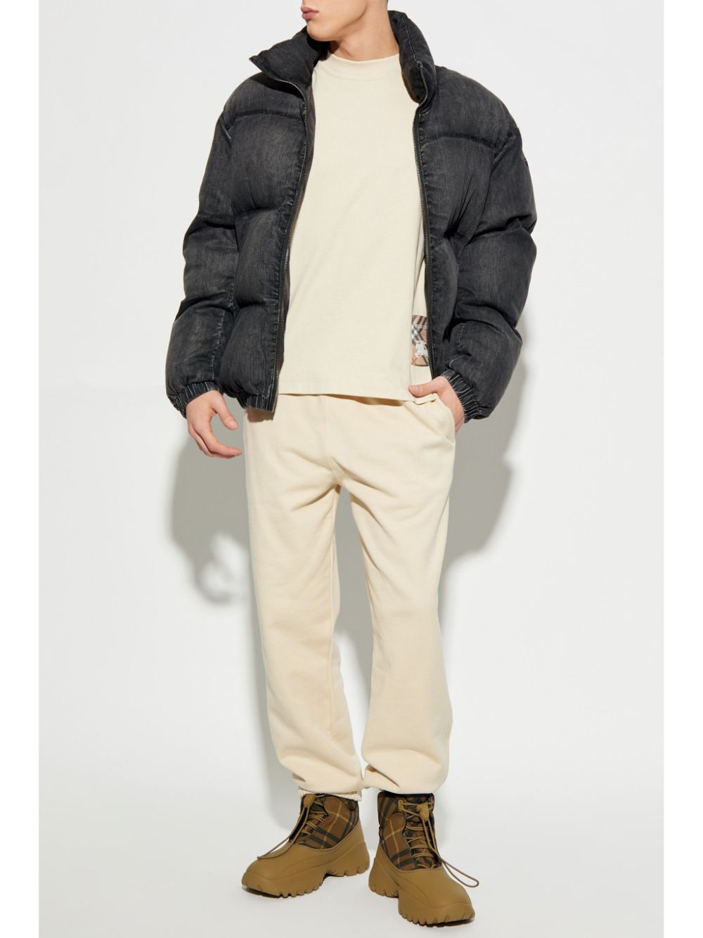 BURBERRY Men's 100% Cotton Trousers with Elasticated Waistband