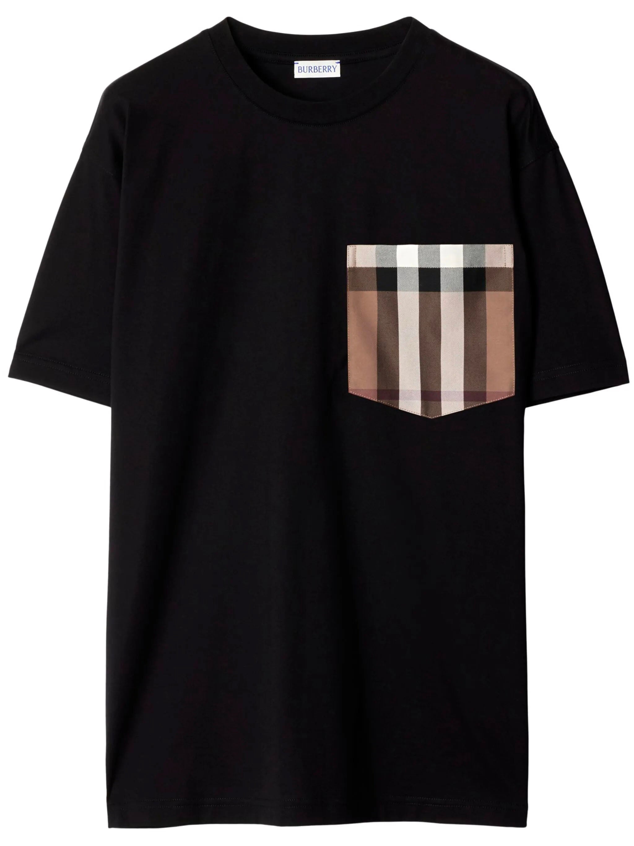 BURBERRY Check Pocket Crewneck T-Shirt for Women