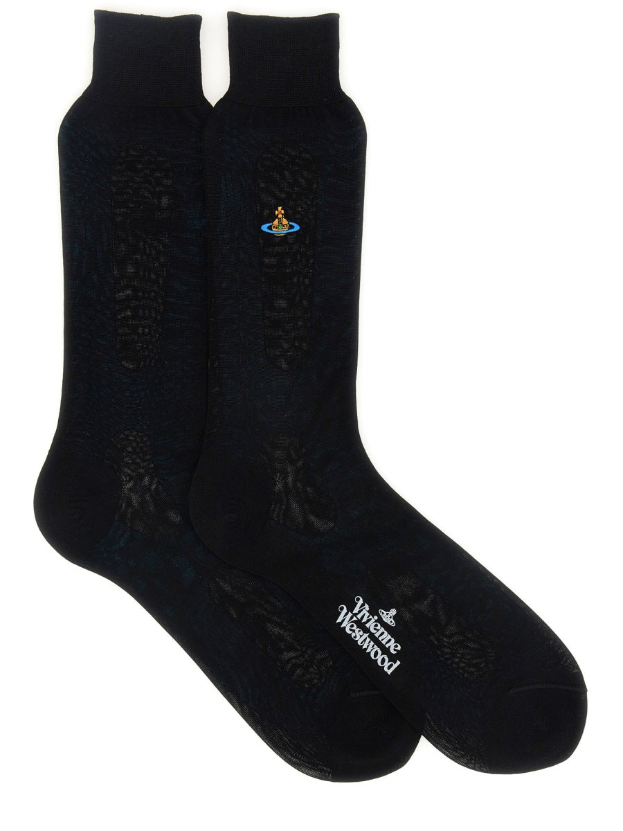 VIVIENNE WESTWOOD Embroidered Orb Mini Cotton Socks