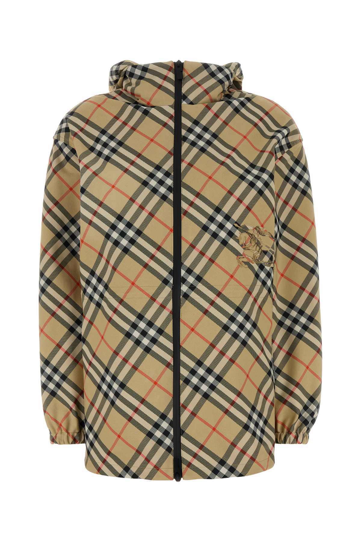 BURBERRY Embroidered Checked Polyester Jacket for Women