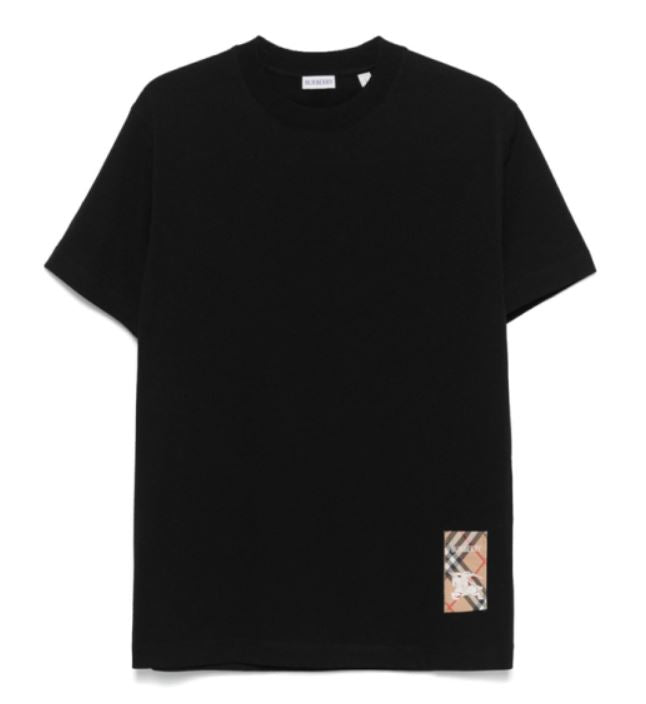 BURBERRY 100% Cotton Check-Logo T-Shirt for Men