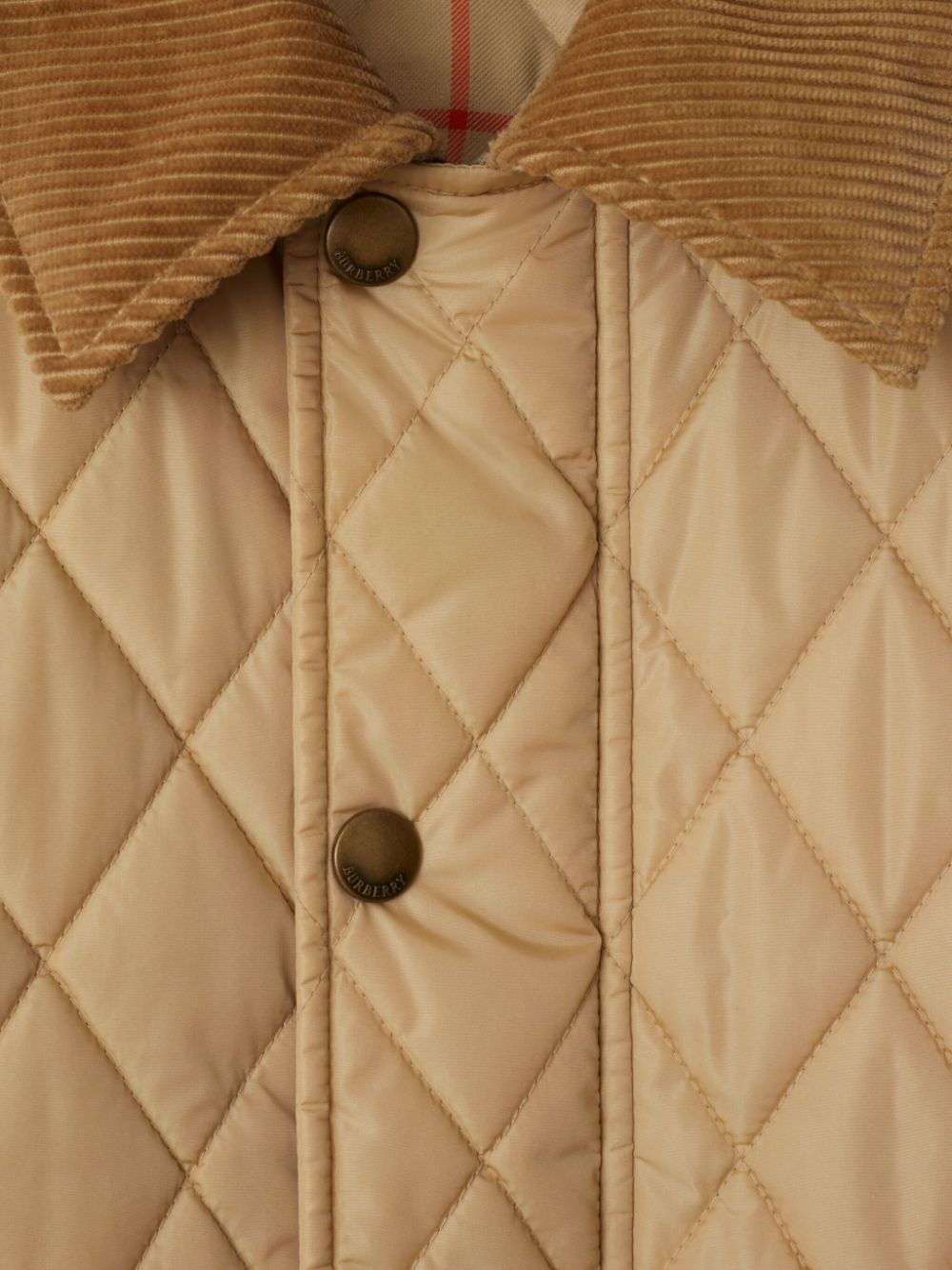 BURBERRY Textured Diamond Quilted Down Jacket with Buttons for Women