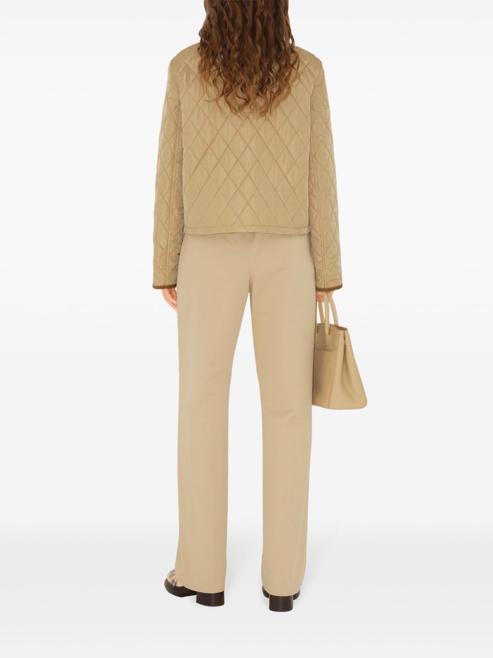 BURBERRY Textured Diamond Quilted Down Jacket with Buttons for Women