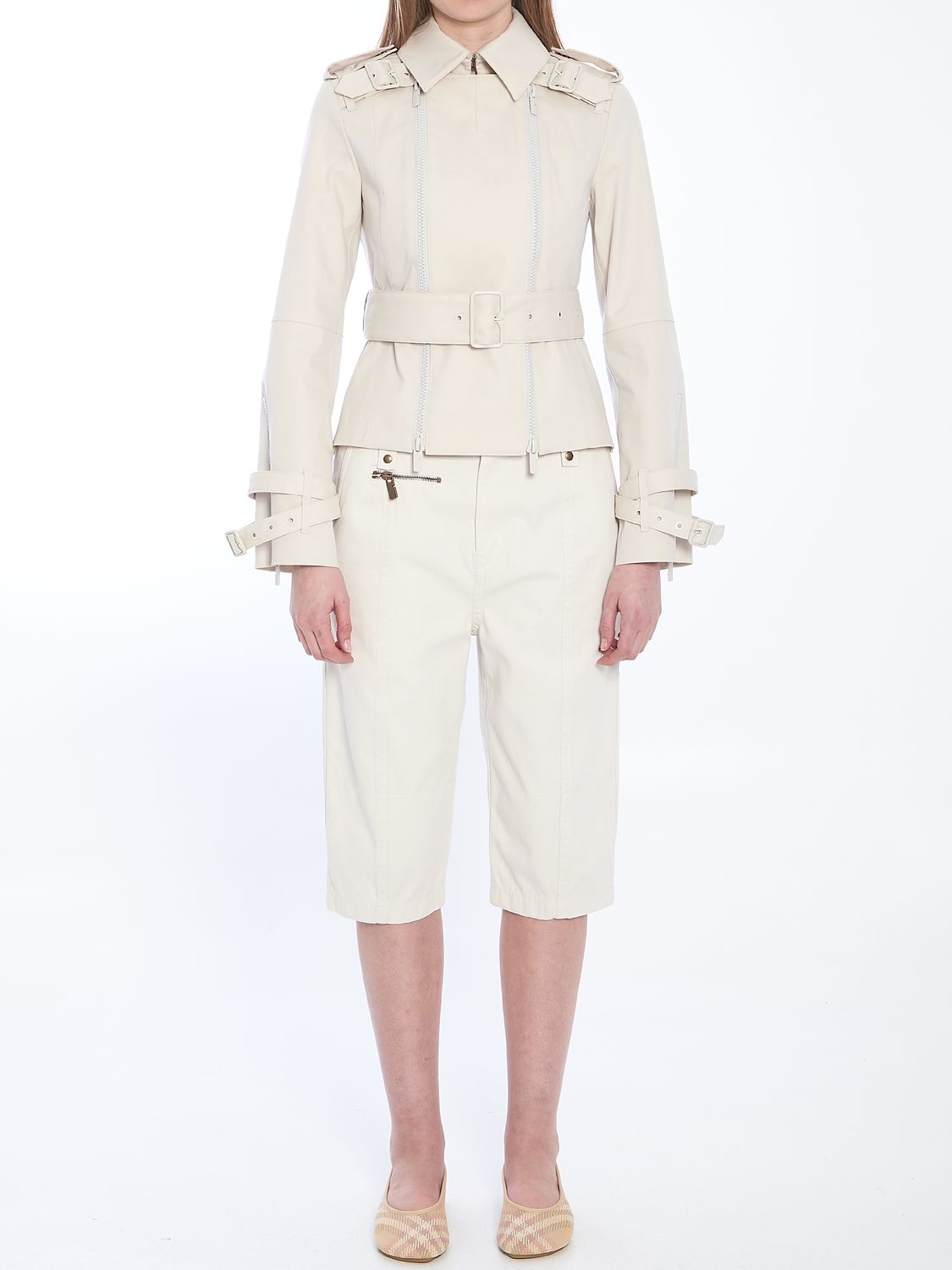 BURBERRY Cotton Jacket with Belt - Size 6