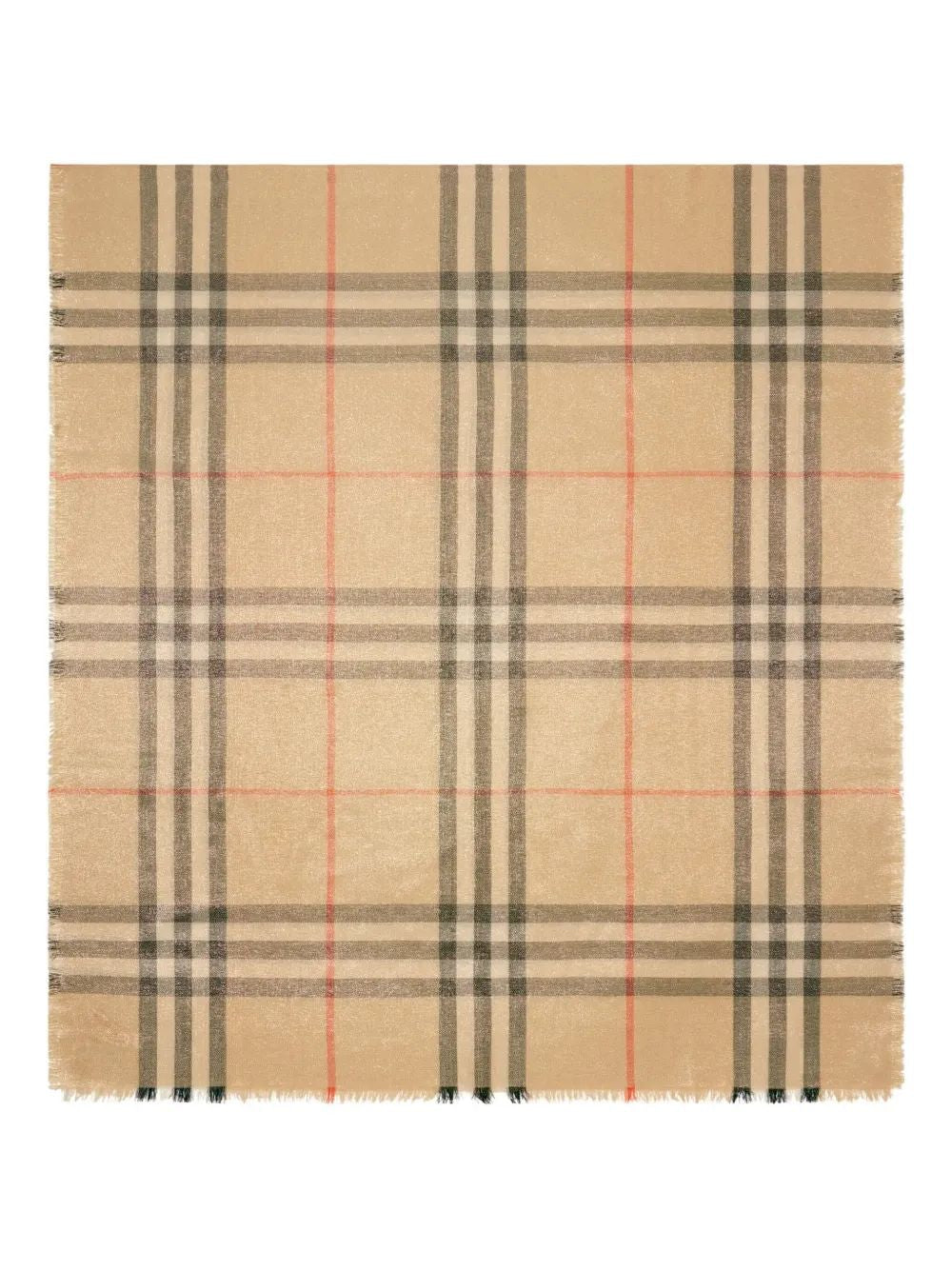 BURBERRY Wool and Silk Scarf with Frayed Hem - 200x90 cm