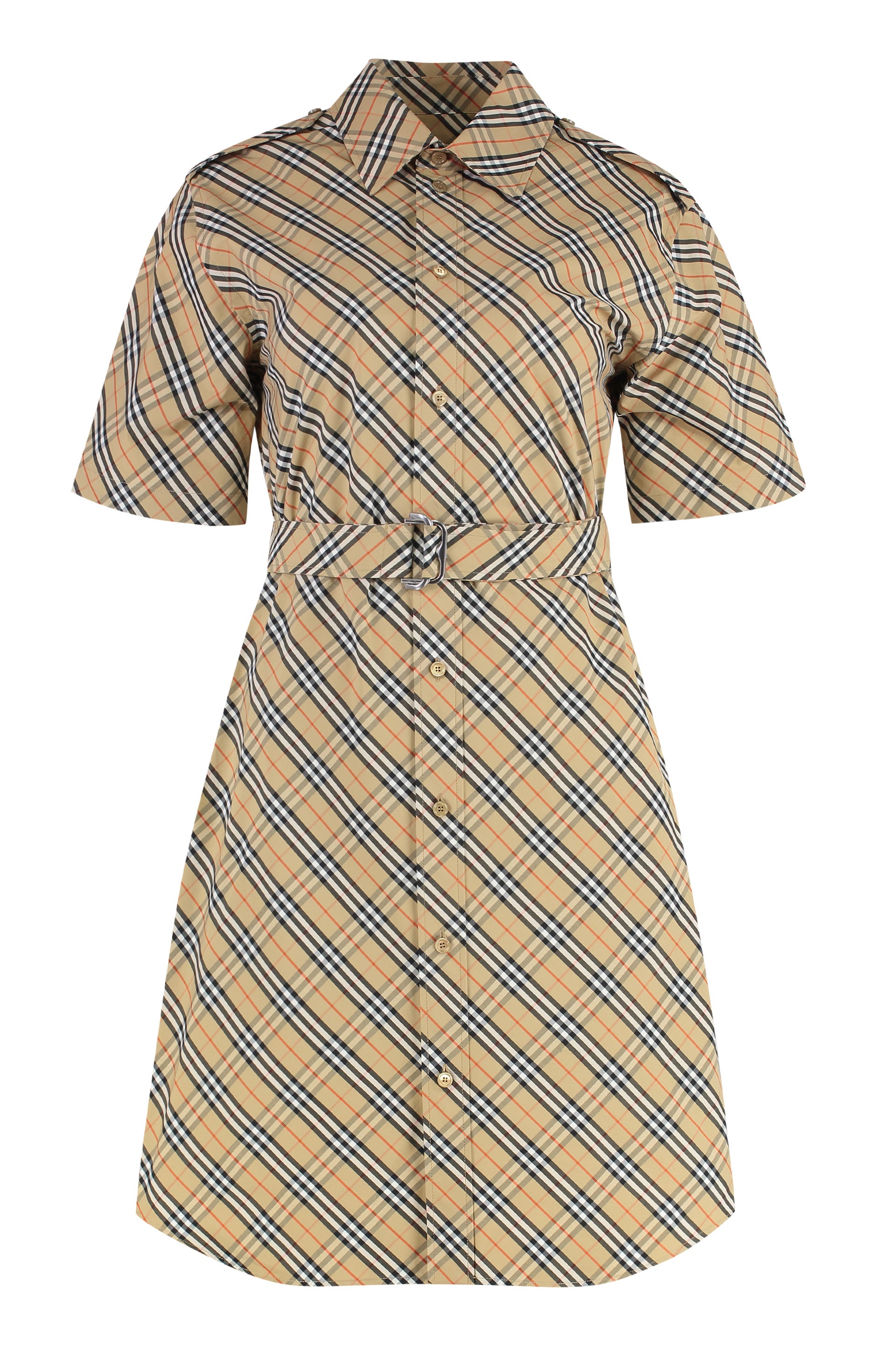 BURBERRY Cotton Shirtdress with Check Motif