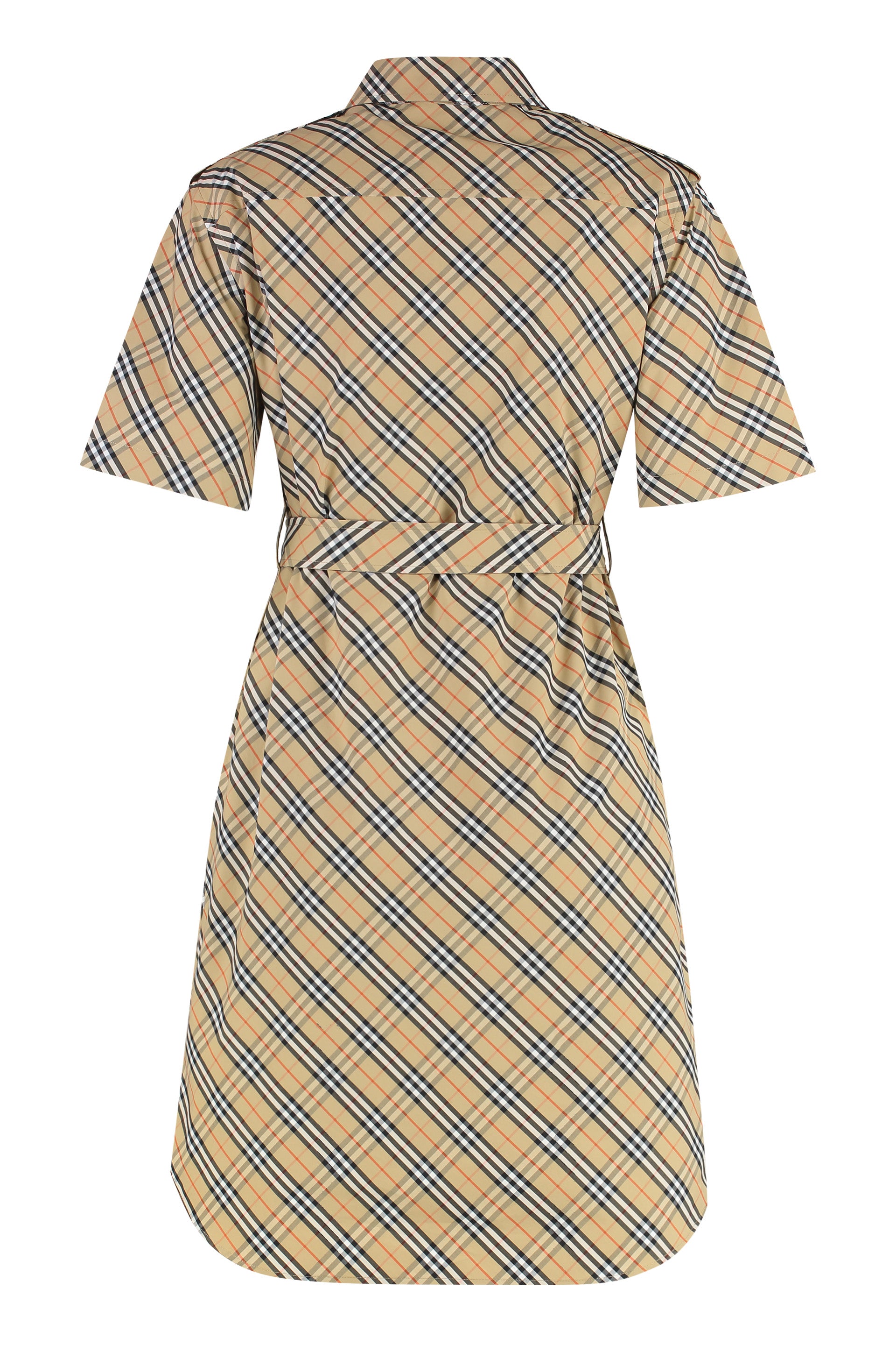 BURBERRY Cotton Shirtdress with Check Motif