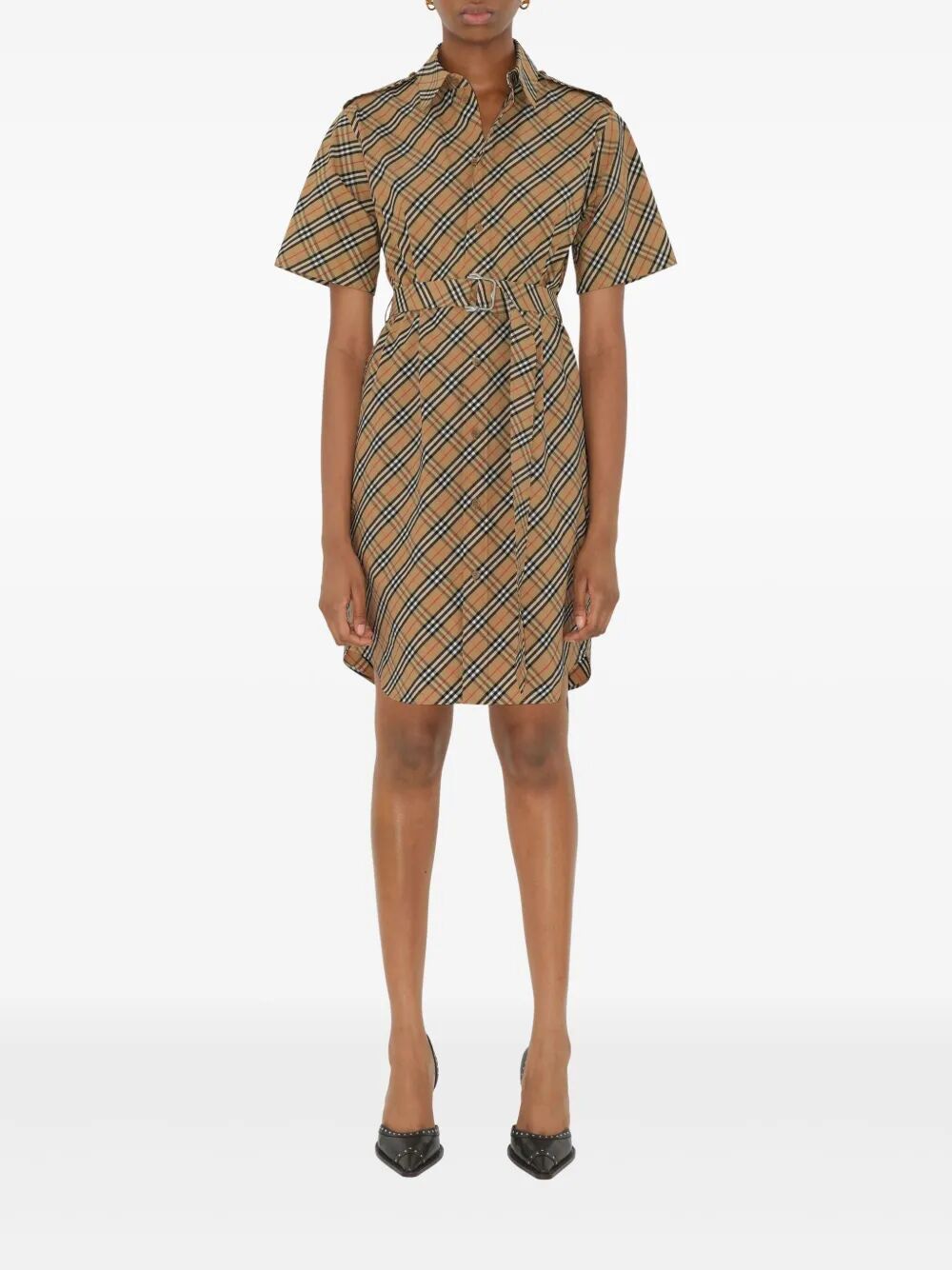 BURBERRY Check Cotton Mini Shirt Dress for Women