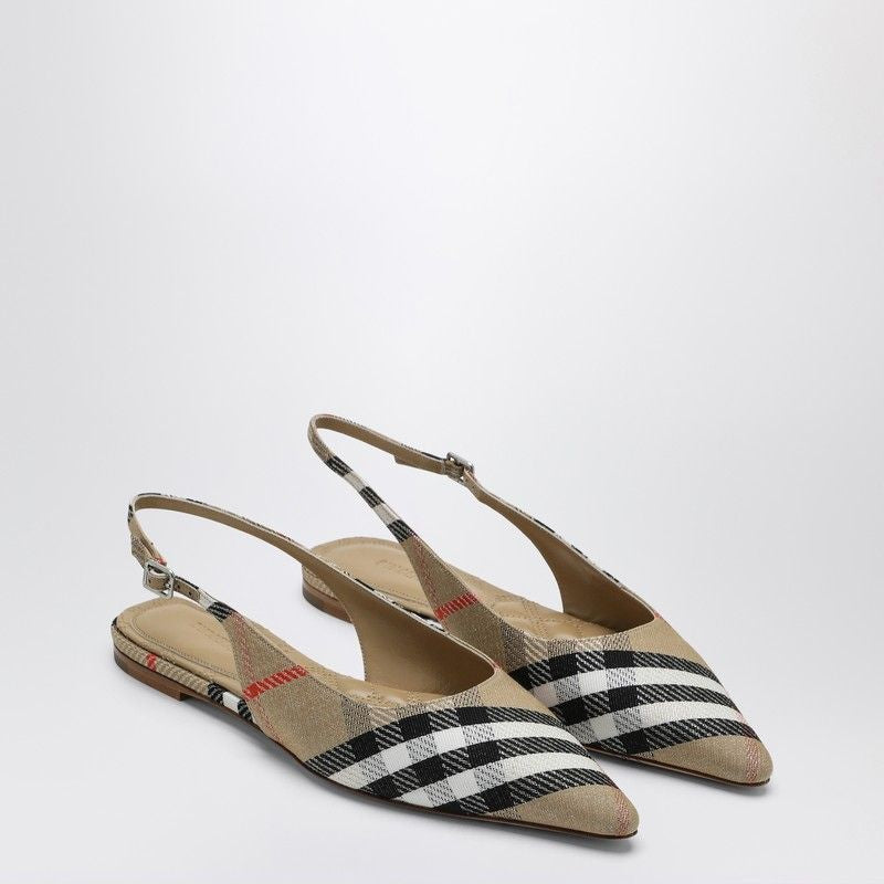 BURBERRY Pointed Design Slingback Ballerinas