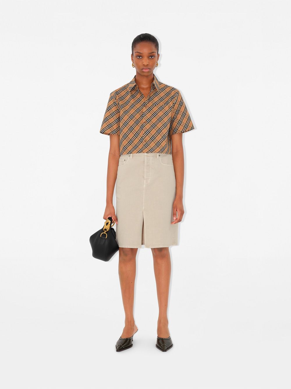 BURBERRY Cropped Check Cotton Shirt for Women