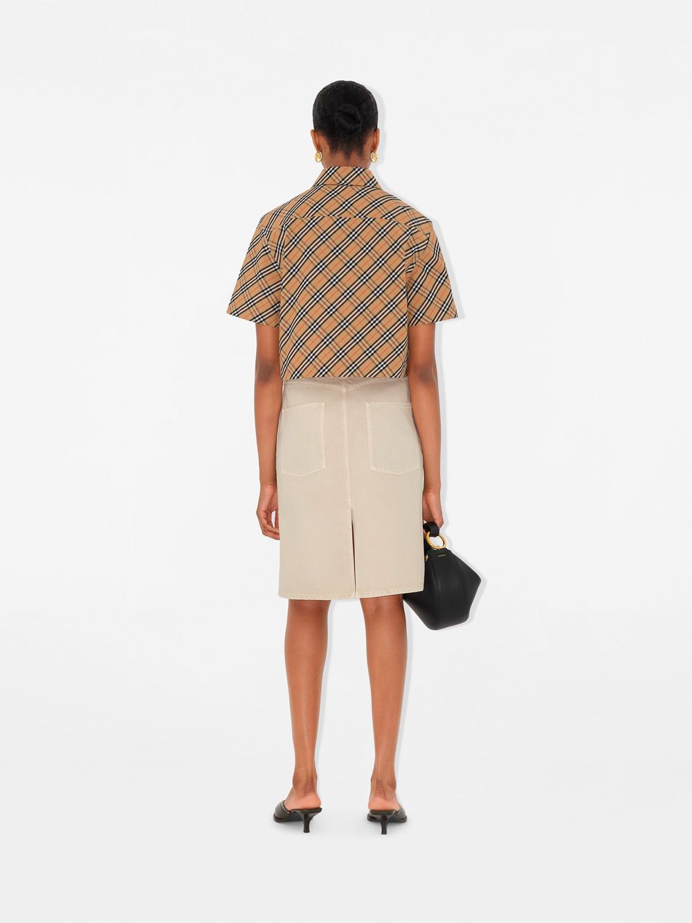 BURBERRY Cropped Check Cotton Shirt for Women