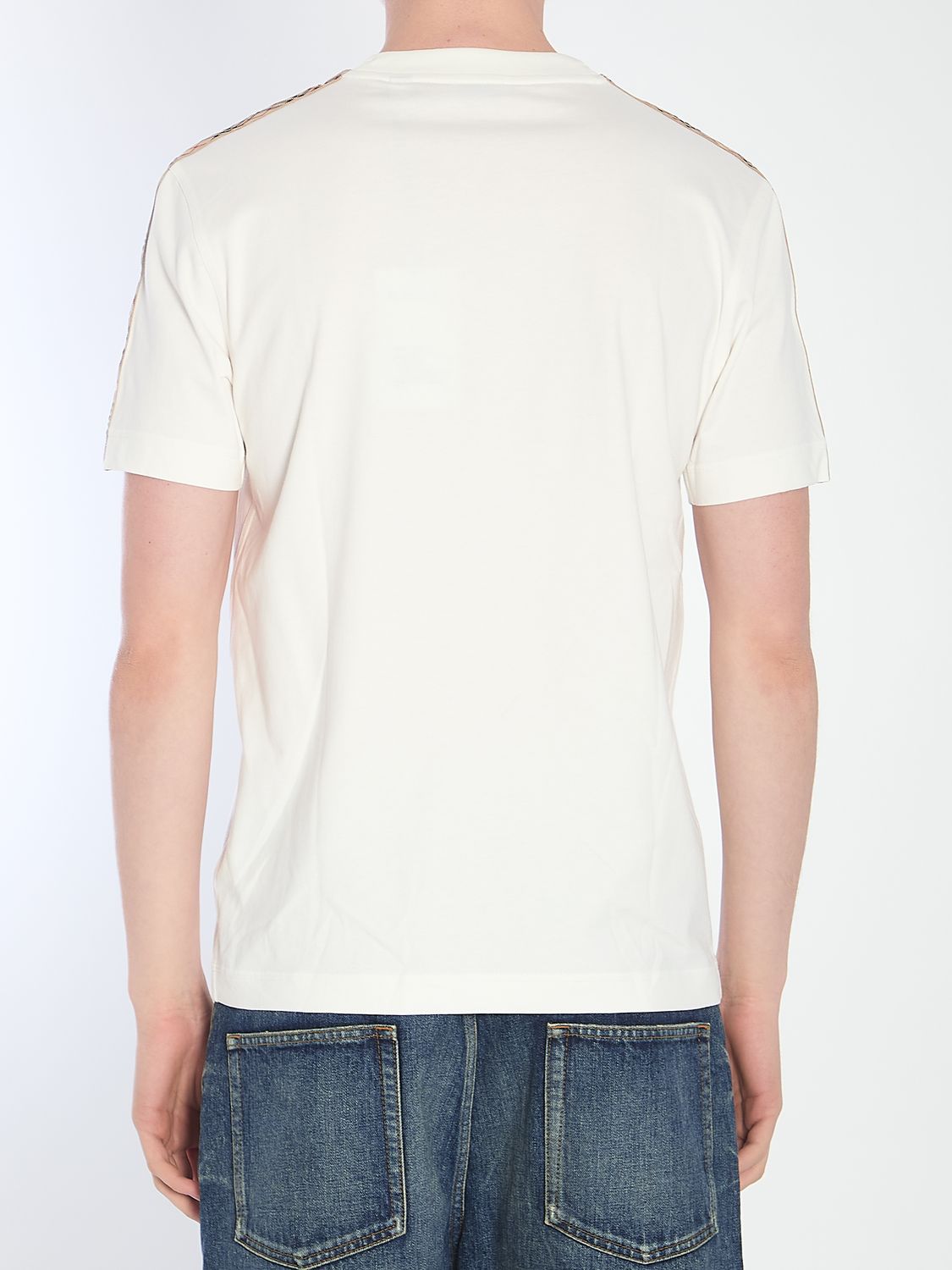BURBERRY Slim Fit Crew-Neck T-Shirt with Check Details - M