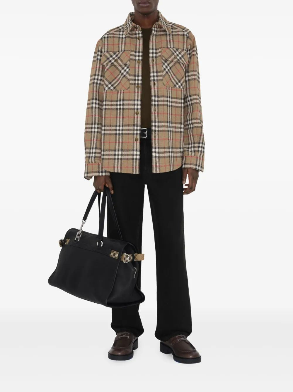 BURBERRY Checkered Design Cotton-Linen Blend Shirt for Men