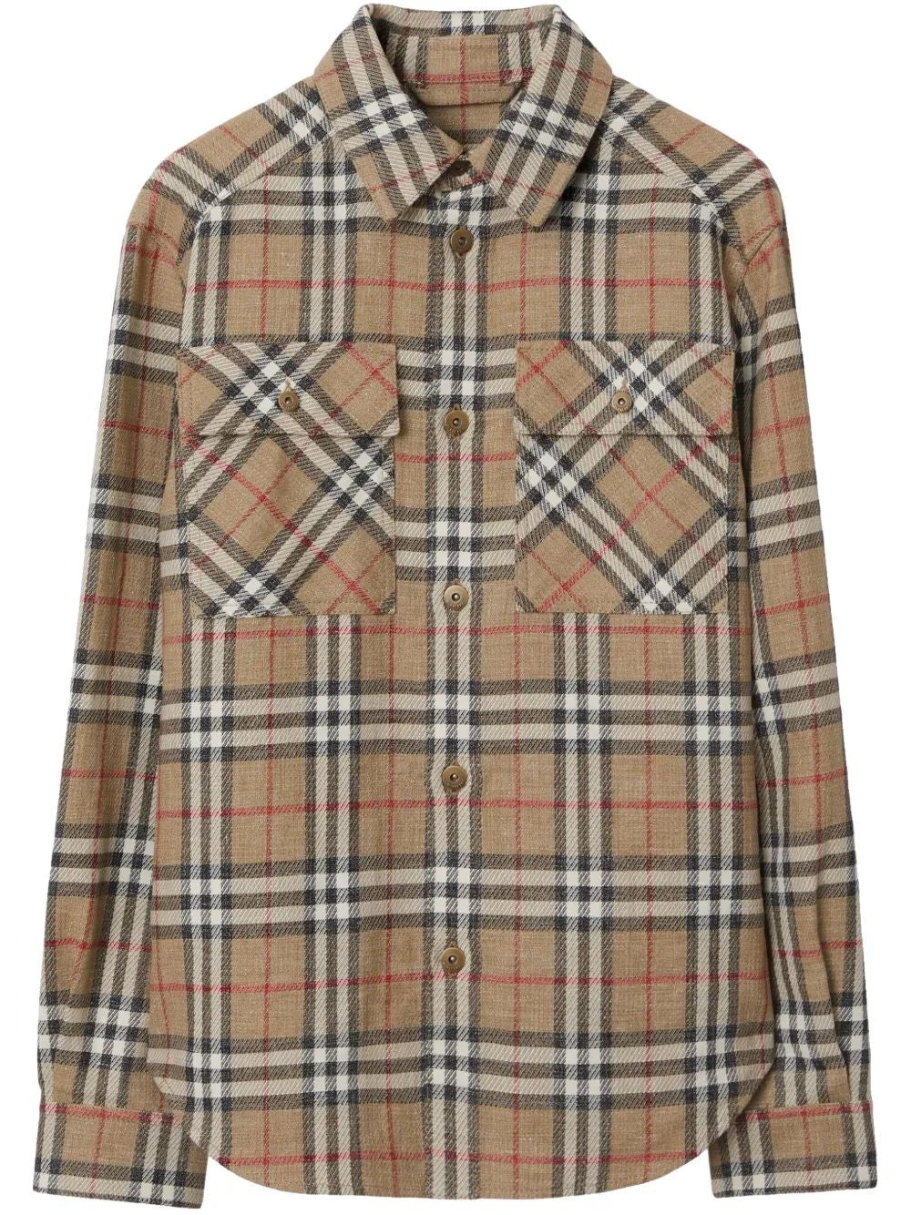 BURBERRY Checkered Design Cotton-Linen Blend Shirt for Men