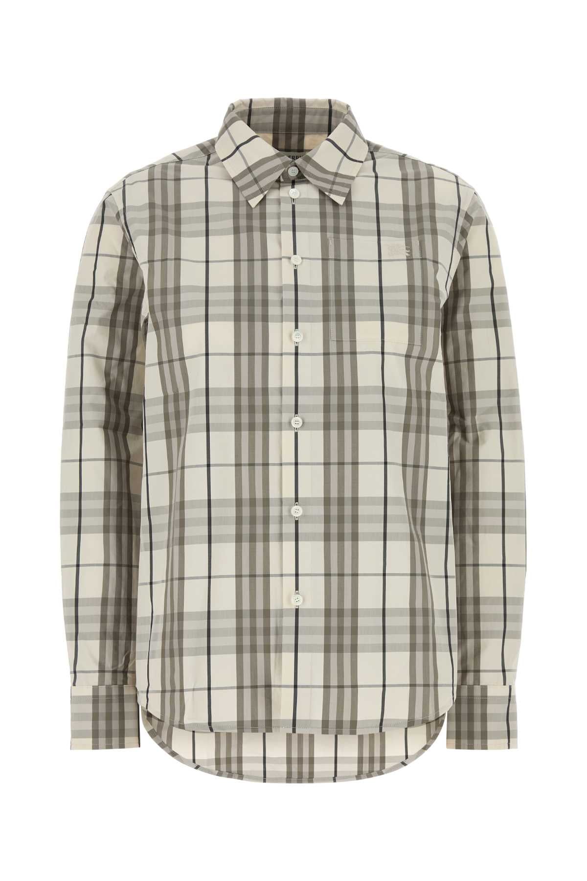 BURBERRY Embroidered Checked Poplin Shirt for Women