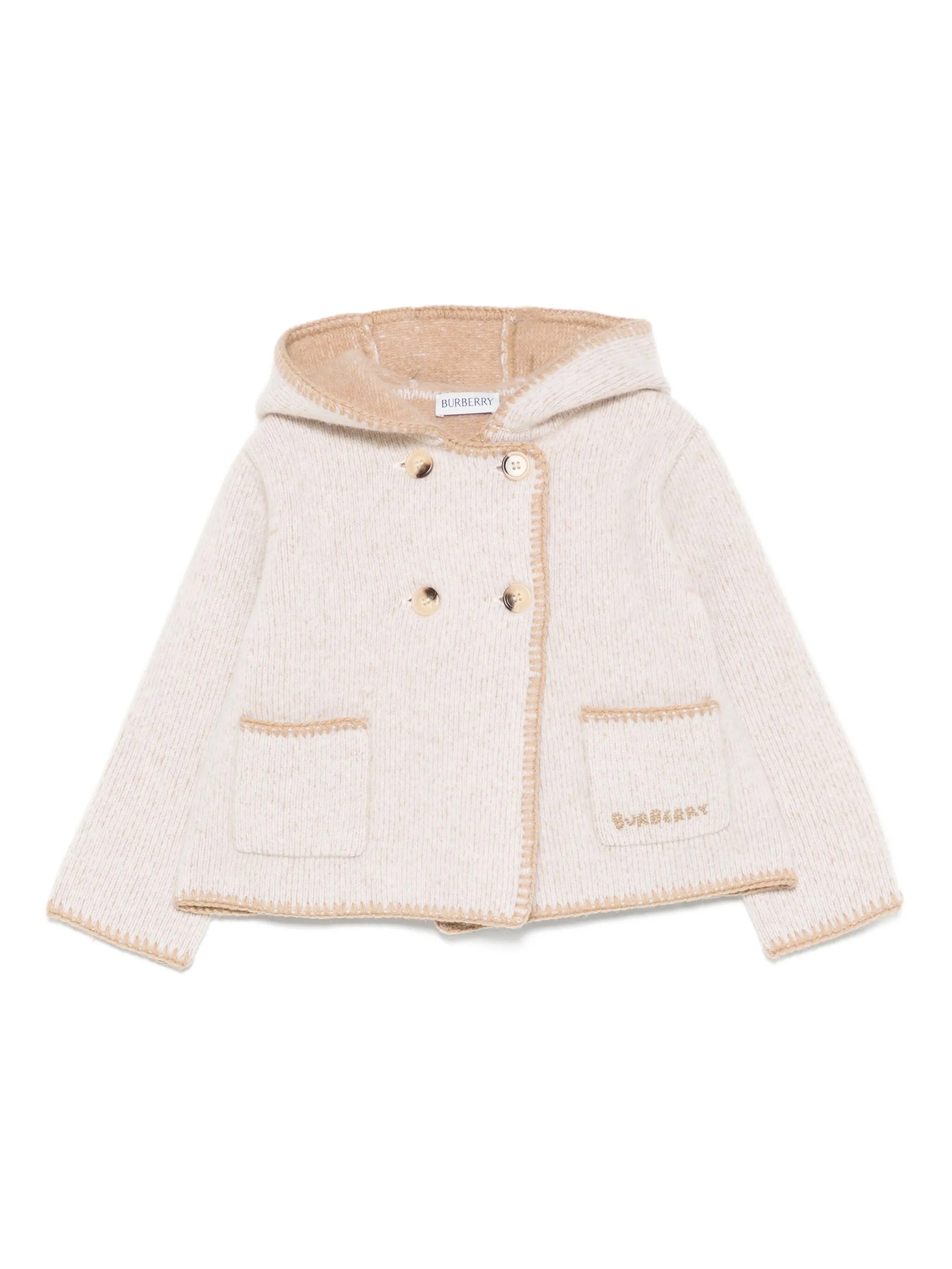 BURBERRY KIDS Mini Wool Hooded Double-Breasted Jacket for Girls