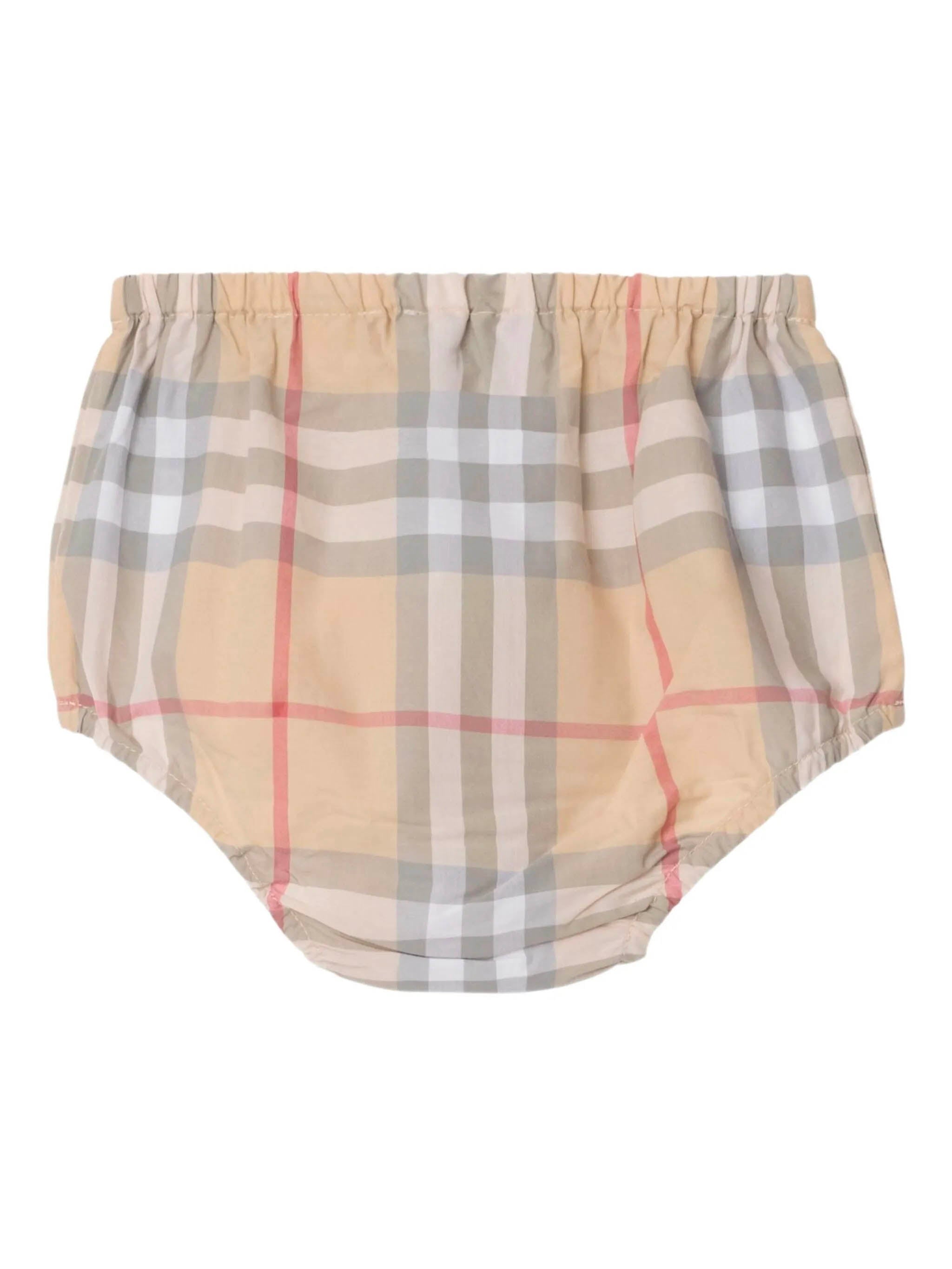BURBERRY KIDS Kids' Check Trim Cotton Mini Dress with Bloomers