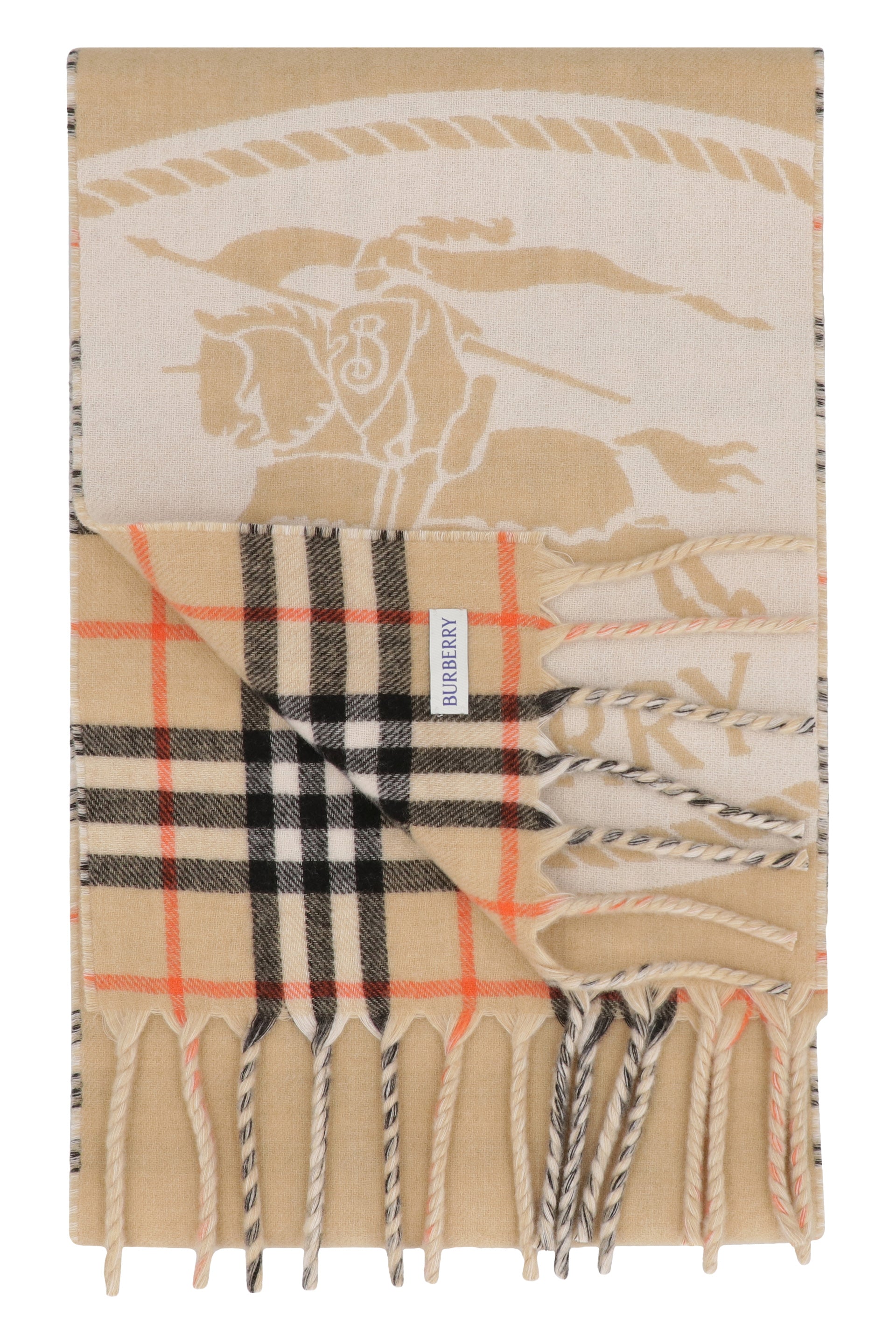 BURBERRY Cashmere Scarf with Jacquard Pattern - 168X28 CM