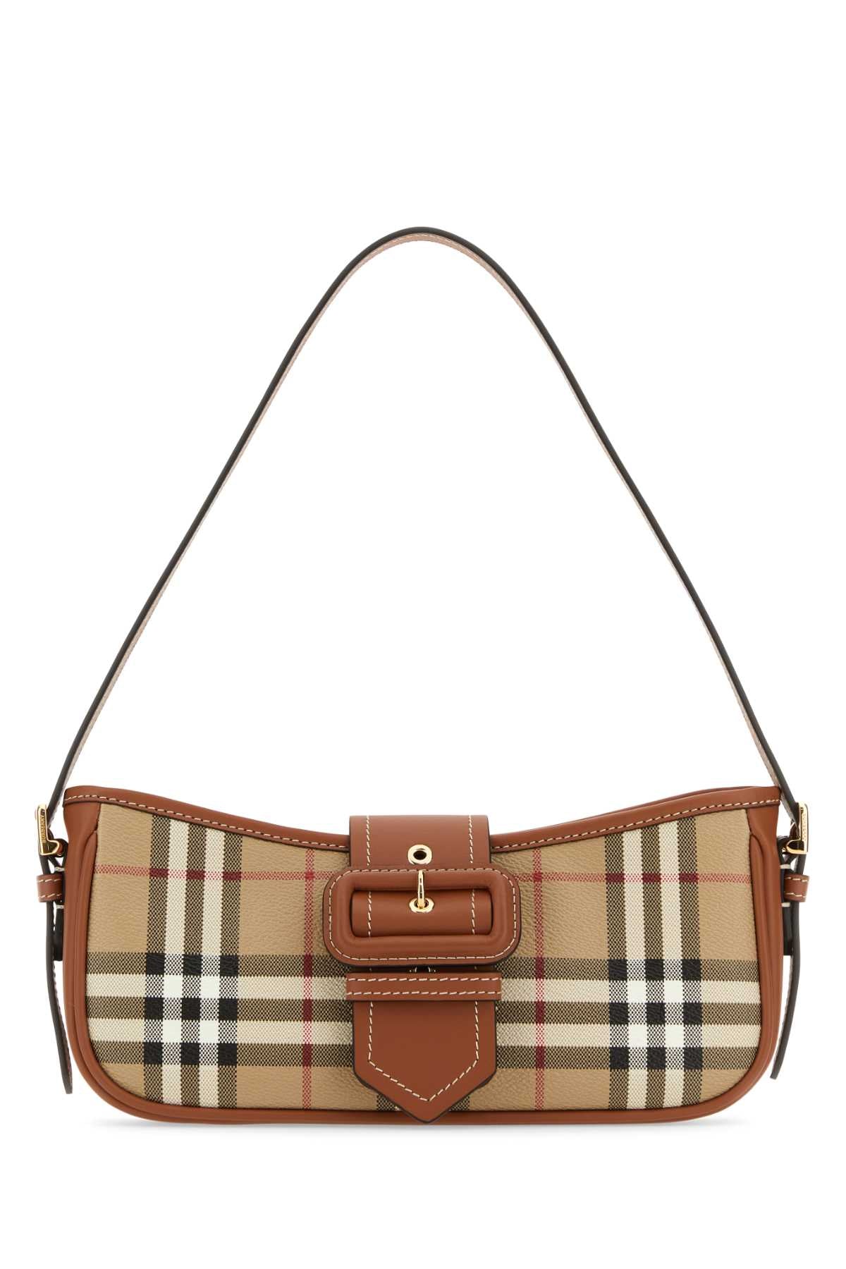 BURBERRY Checked Canvas Sling Shoulder Handbag