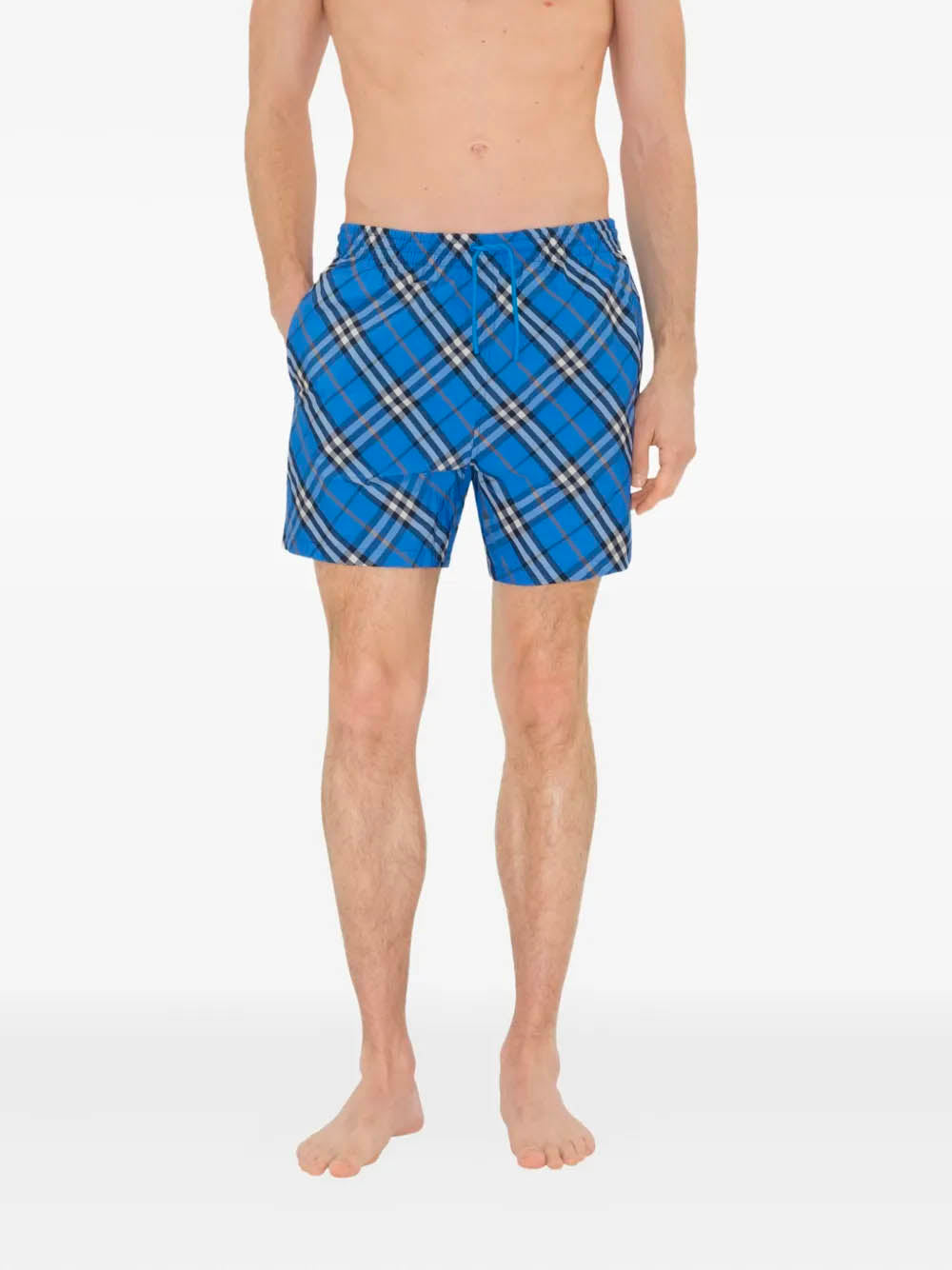 BURBERRY Check Swim Shorts with Drawcord Waist